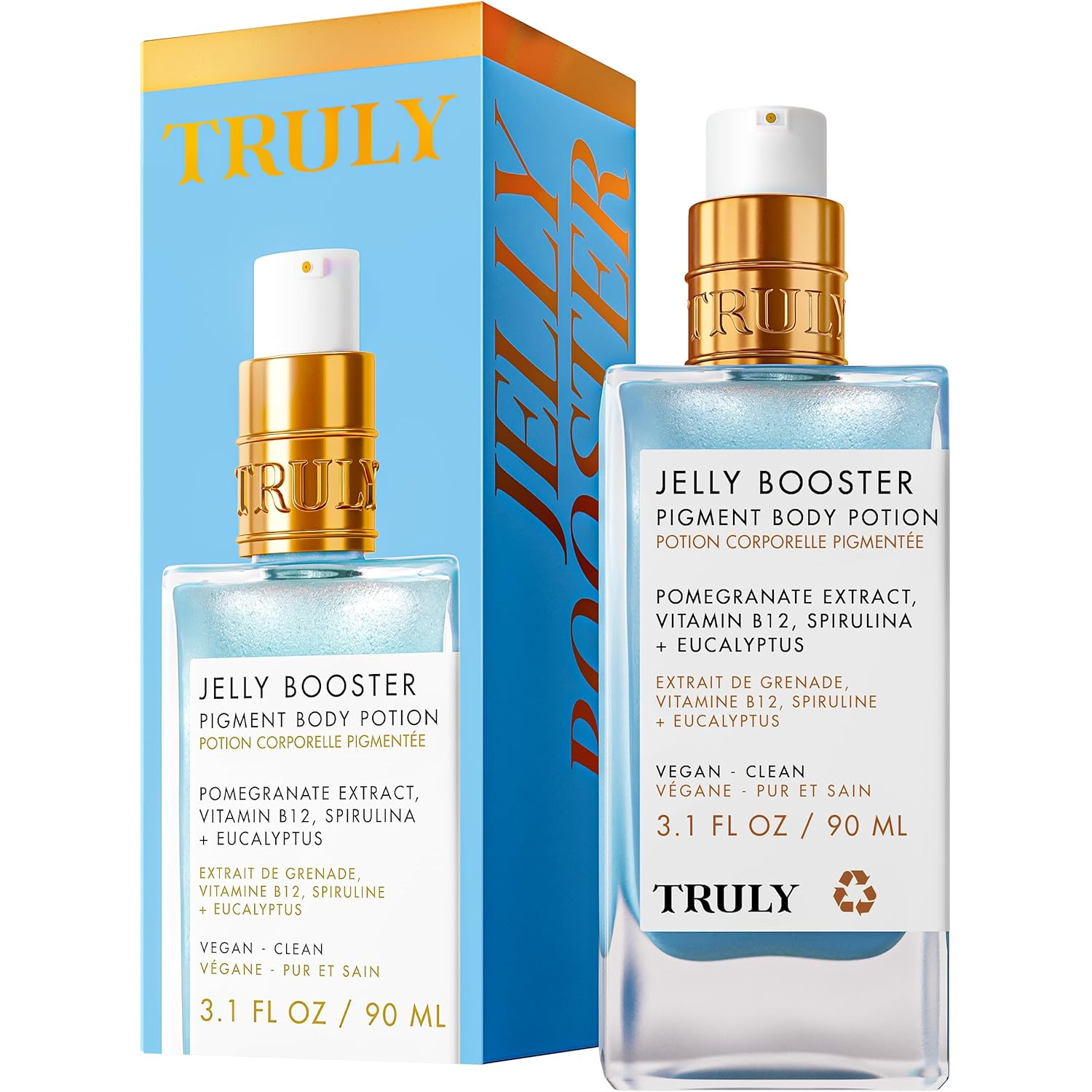 Truly Beauty Jelly Booster Pigment Body Potion, Lightweight, Fast Absorbing Acne Scar Treatment for Face and Body, Scar Removal Ointment/Serum for Everyday Use, 3.1 Fl.Oz