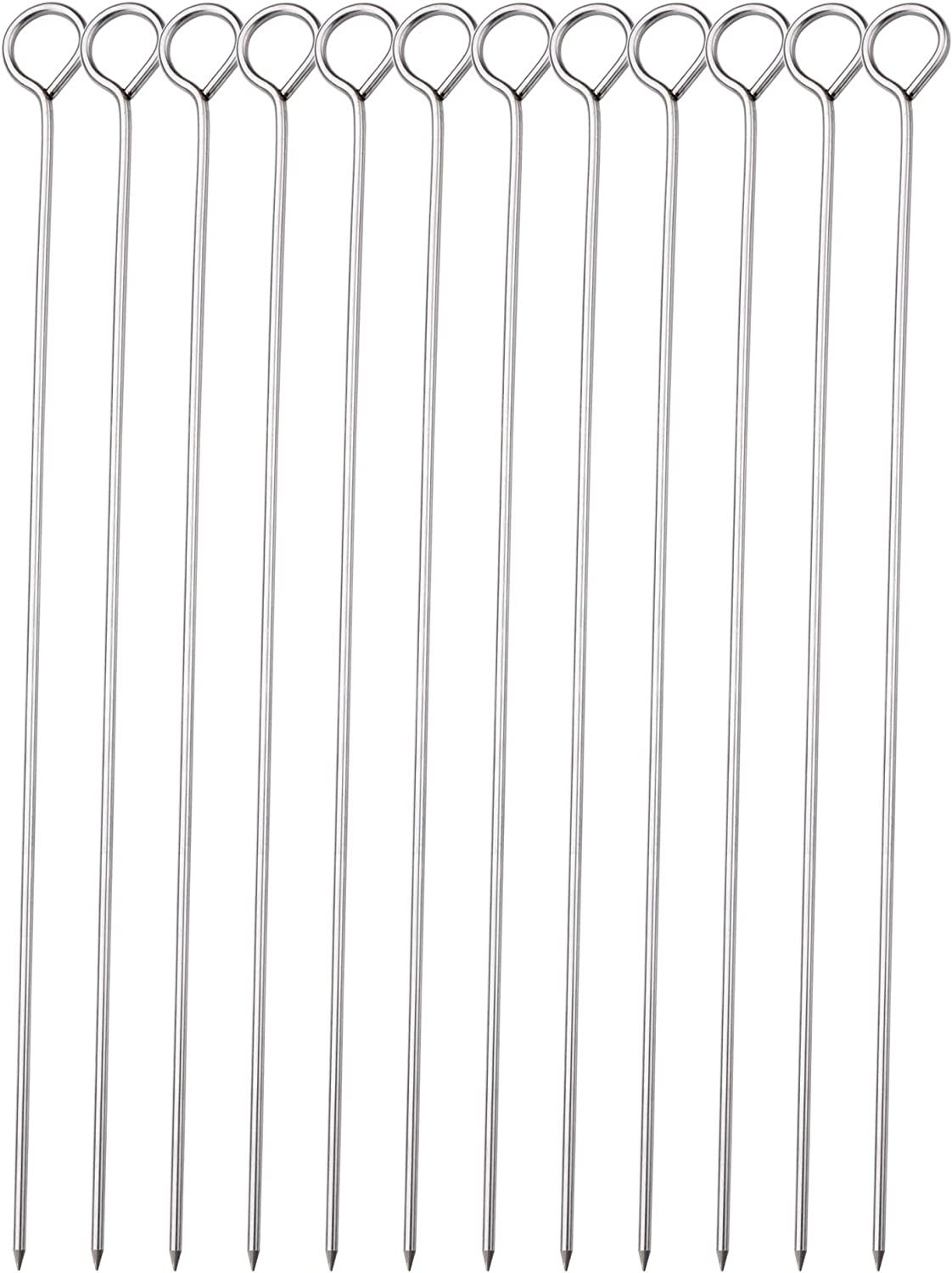 Brochetas de metal para barbacoa de 10 pulgadas, brochetas de acero inoxidable para barbacoa
