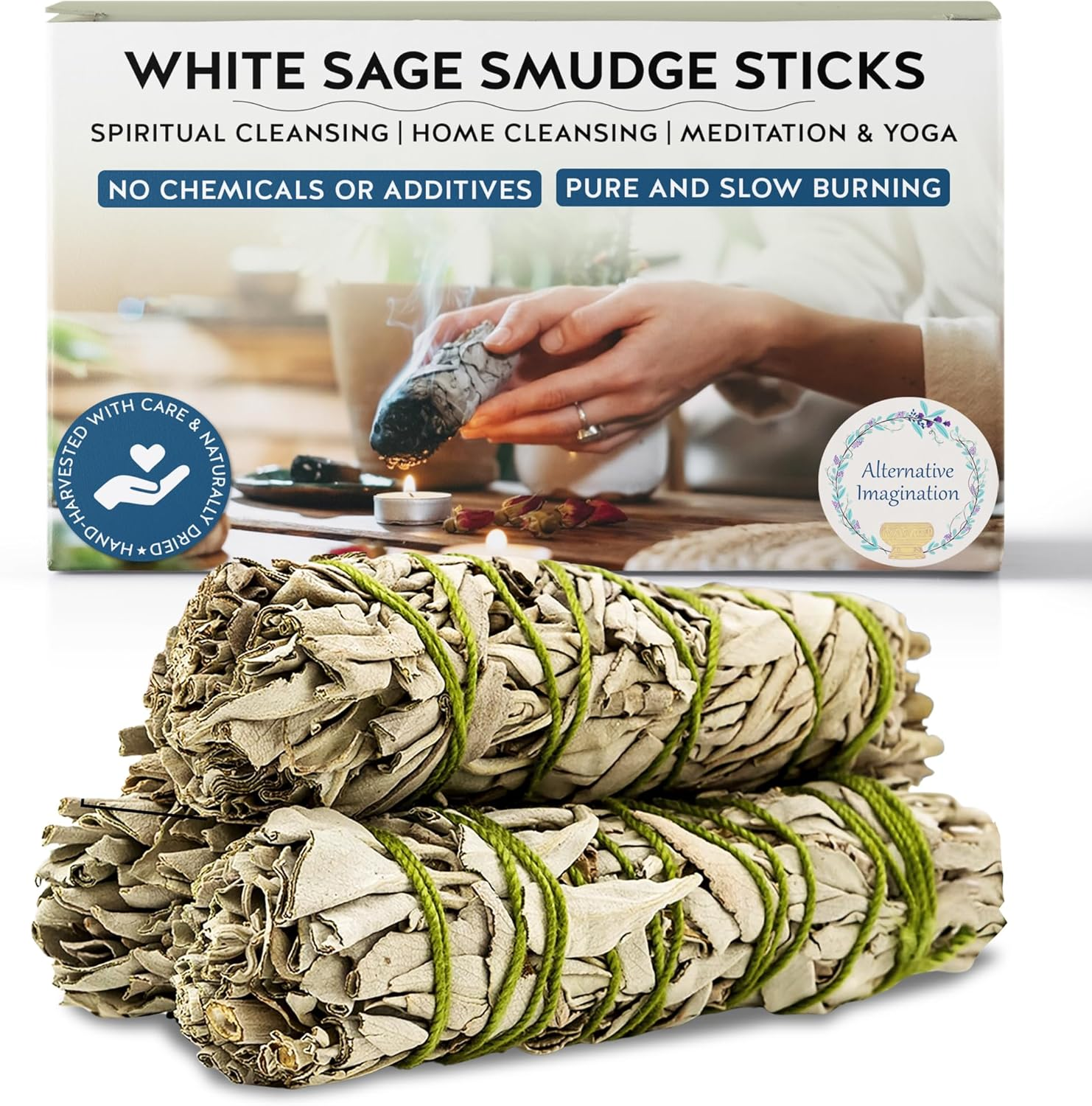 White Sage Smudge Stick Set – 3-Pack of 4-Inch Bundles for Home Cleansing, Meditation Rituals, Energy Clearing, Witchcraft Tools, Spiritual Gifts, Yoga, Altar, and Smudging