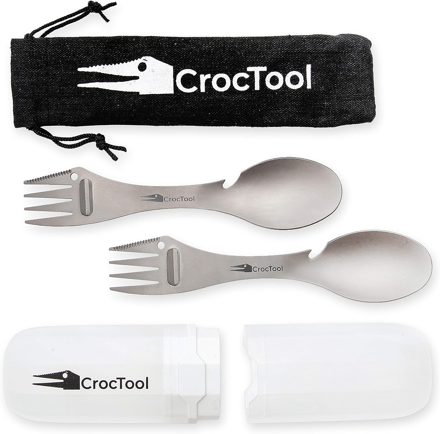 CrocTool Spork Ultra Lightweight 5-in-1 Camping Utensil Set with Travel Bag -... - Picture 11 of 14