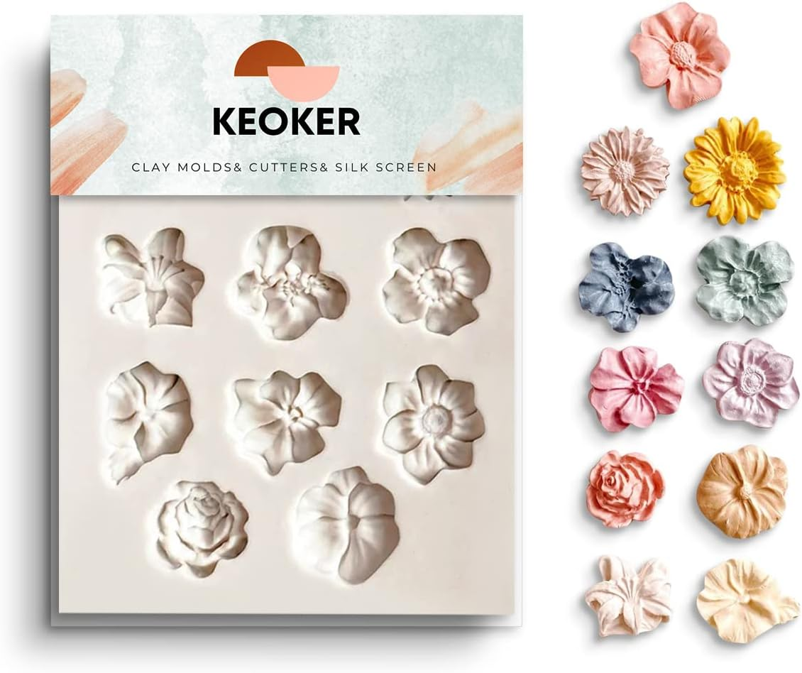 Flower Polymer Clay Molds - 1 Pcs for Jewelry Making, Polymer Clay Molds for Ear