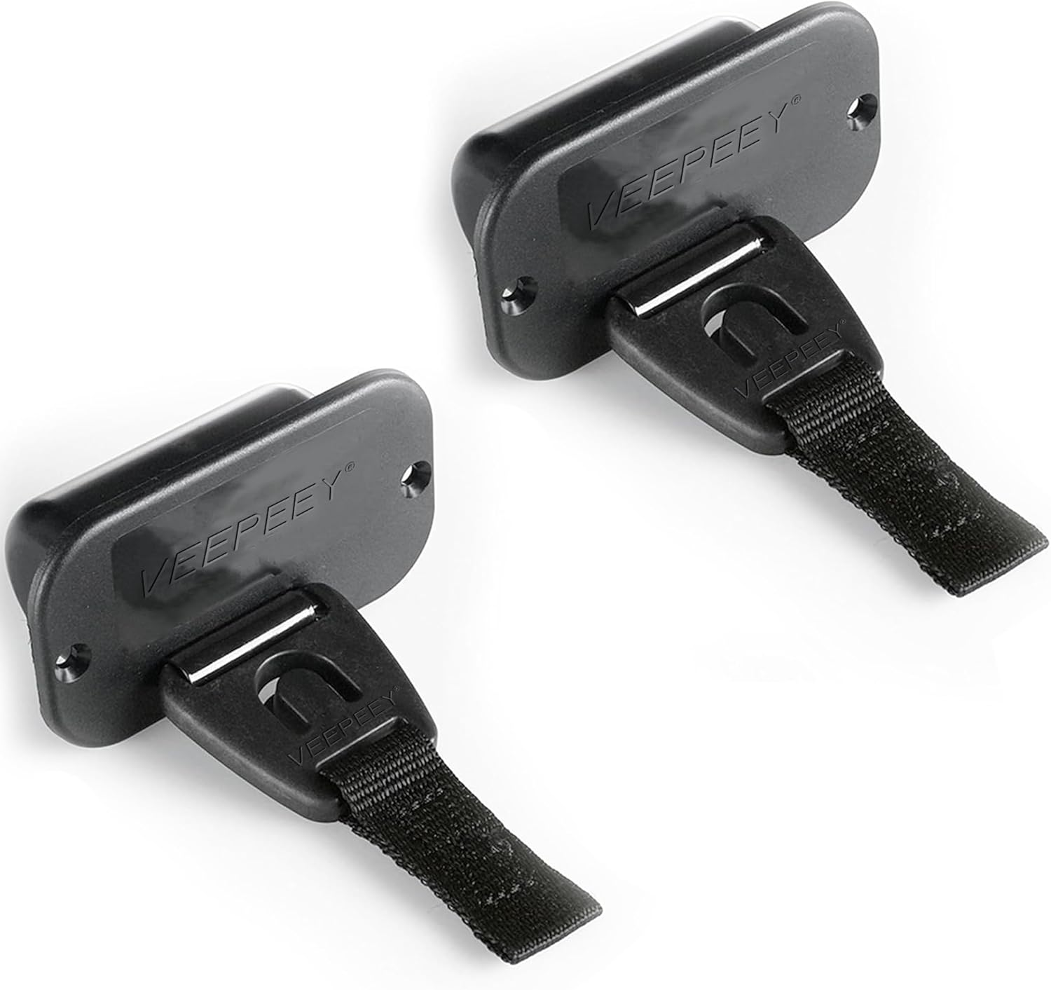 Retractable Rod Straps for Fishing Rods, Gunwale/Deck Mount Self-Retracting Tie-Down Straps, F14200 Rod Saver Strap Fishing Rod Holder, Fishing Pole Holders for Boat Deck, Black