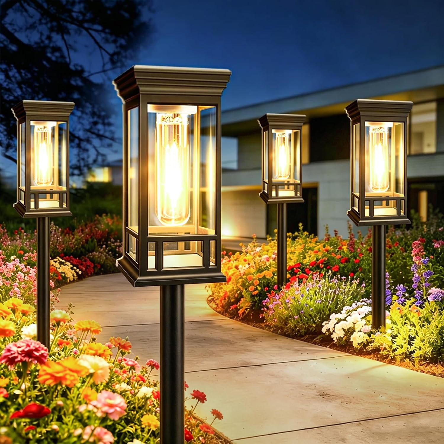 12 Pack Solar Pathway Lights Outdoor Waterproof, Bright Solar Garden Lights