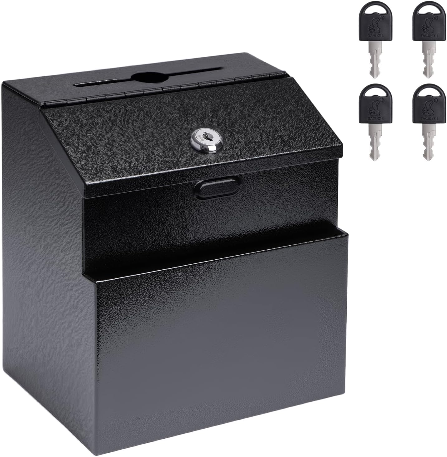 Suggestion Box with  and Lock Metal Wall Mounted Ballot Complaint and Donation Box with 4 Keys