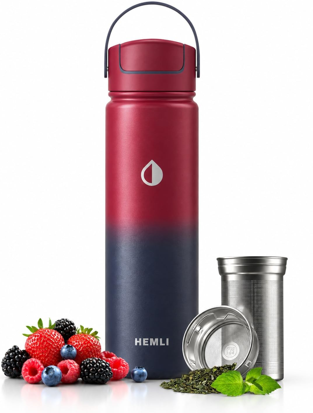 22 Oz Ceramic Lined Tea Infuser Travel Tumbler, Micro-Mesh Stainless Steel Infuser, Pure Taste Ceramic Interior, Triple Insulated 12Hr Hot Cold, Dual Sip & Straw Lid, Scratch-Resistant