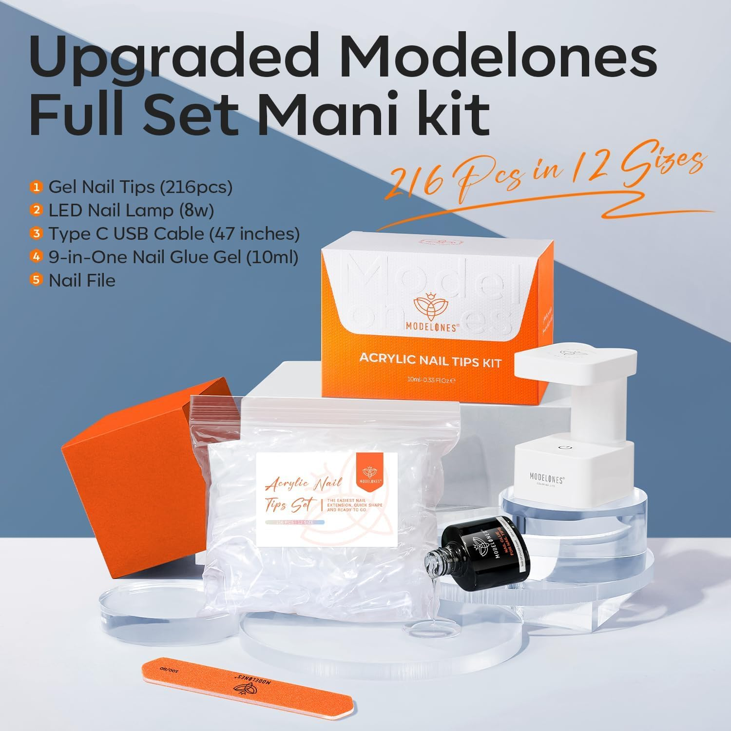 Modelones Gel X Nail Kit, Medium Almond Gel x Nail Tips, 9-in-One Nail Glue &... - Picture 7 of 17