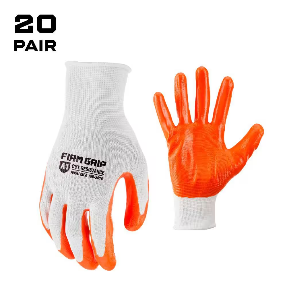 Large Nitrile Coated Work Gloves (20-Pack)