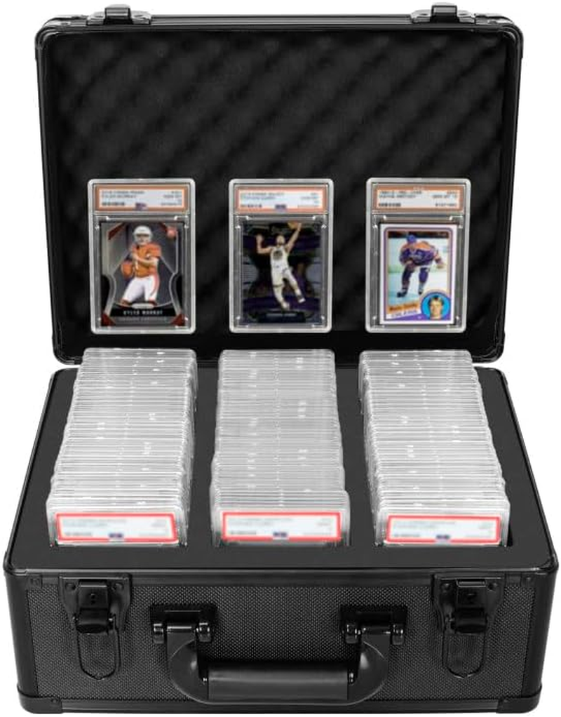 Graded Card Case - Aluminum Alloy Graded Card Storage Box Compatible with 100 Card Slabs - the Sports Trading Card Case Fits PSA, CSG, BGS