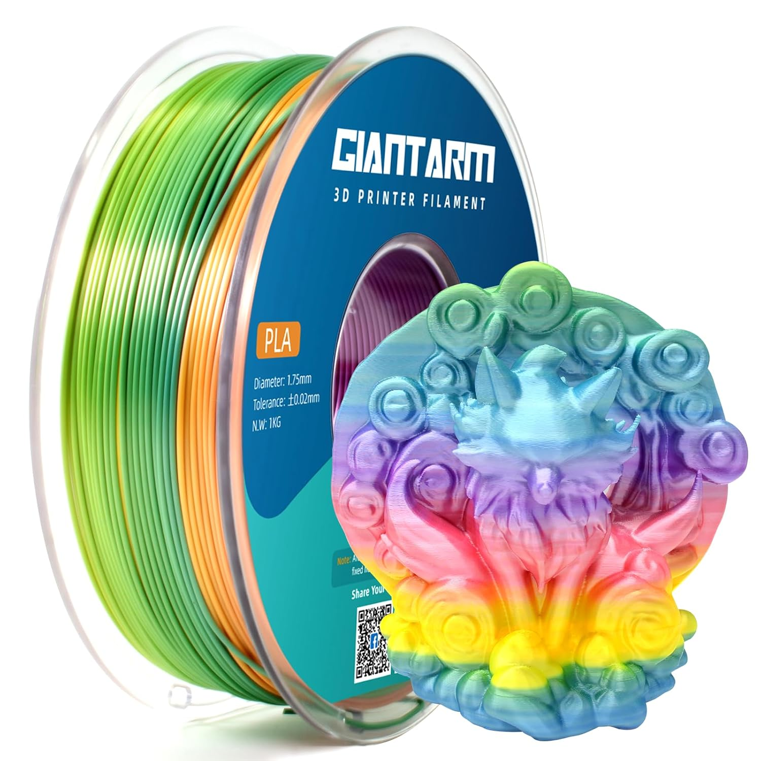 PLA Filament 1.75Mm 1Kg, Filament PLA 3D Printing Materials for 3D Printer and 3D Pen, 1 Spool,Silk Gradient