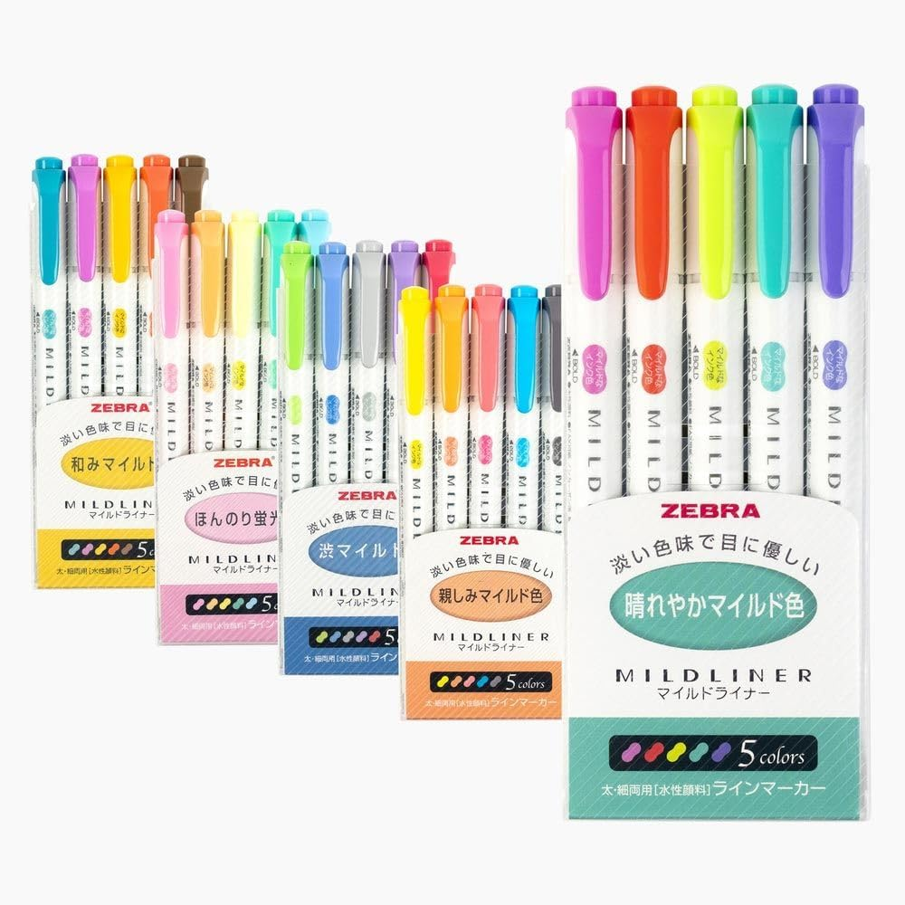 Zebra Mildliner Highlighter Pen Set, 25 Pastel Color Set