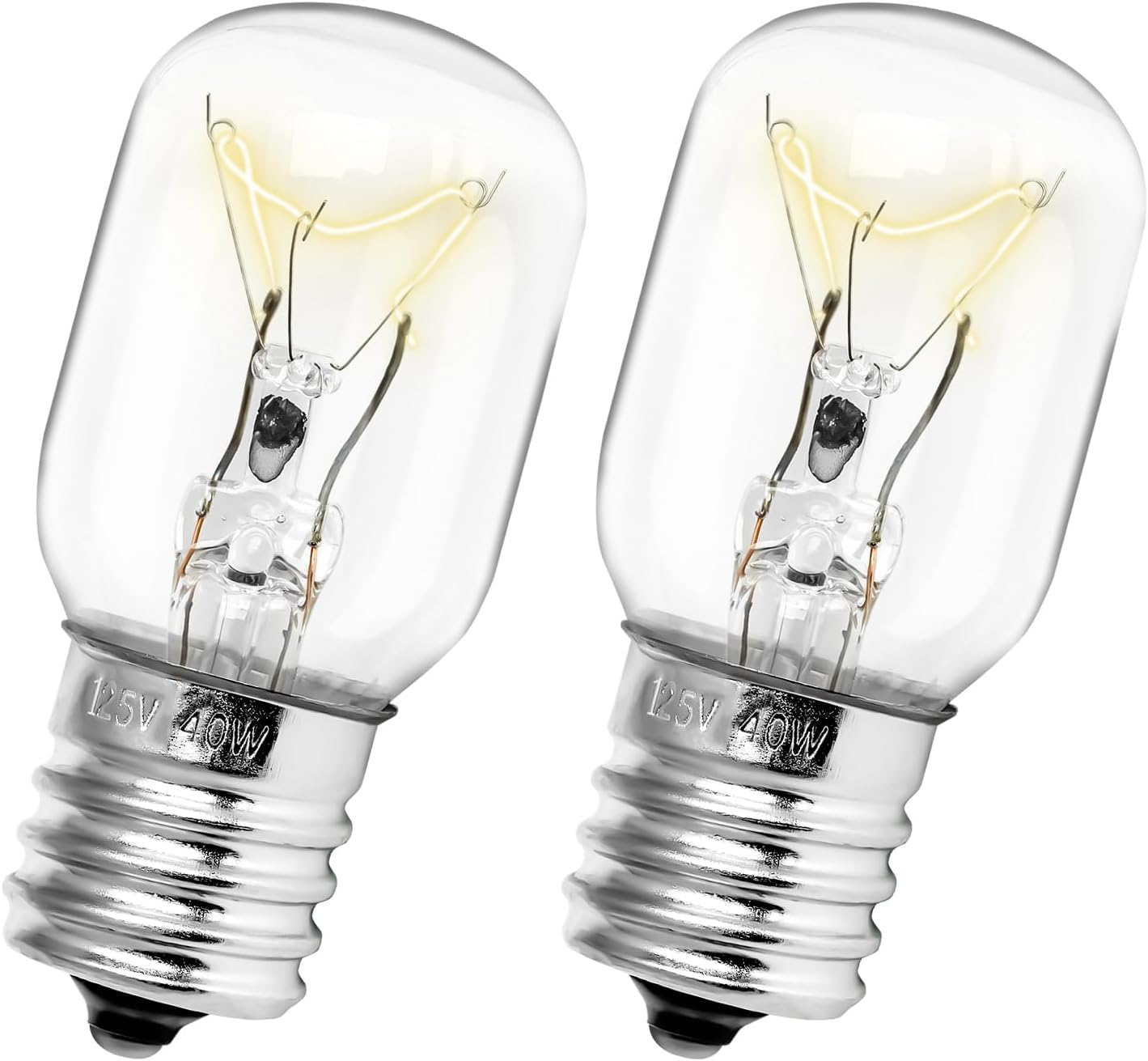 Microwave Light Bulb – 40W, 125V, E17 Base, Pack Of 2, Heat-Resistant Up To 300°C, 2300K Warm White, Dimmable, Replaces 8206232A
