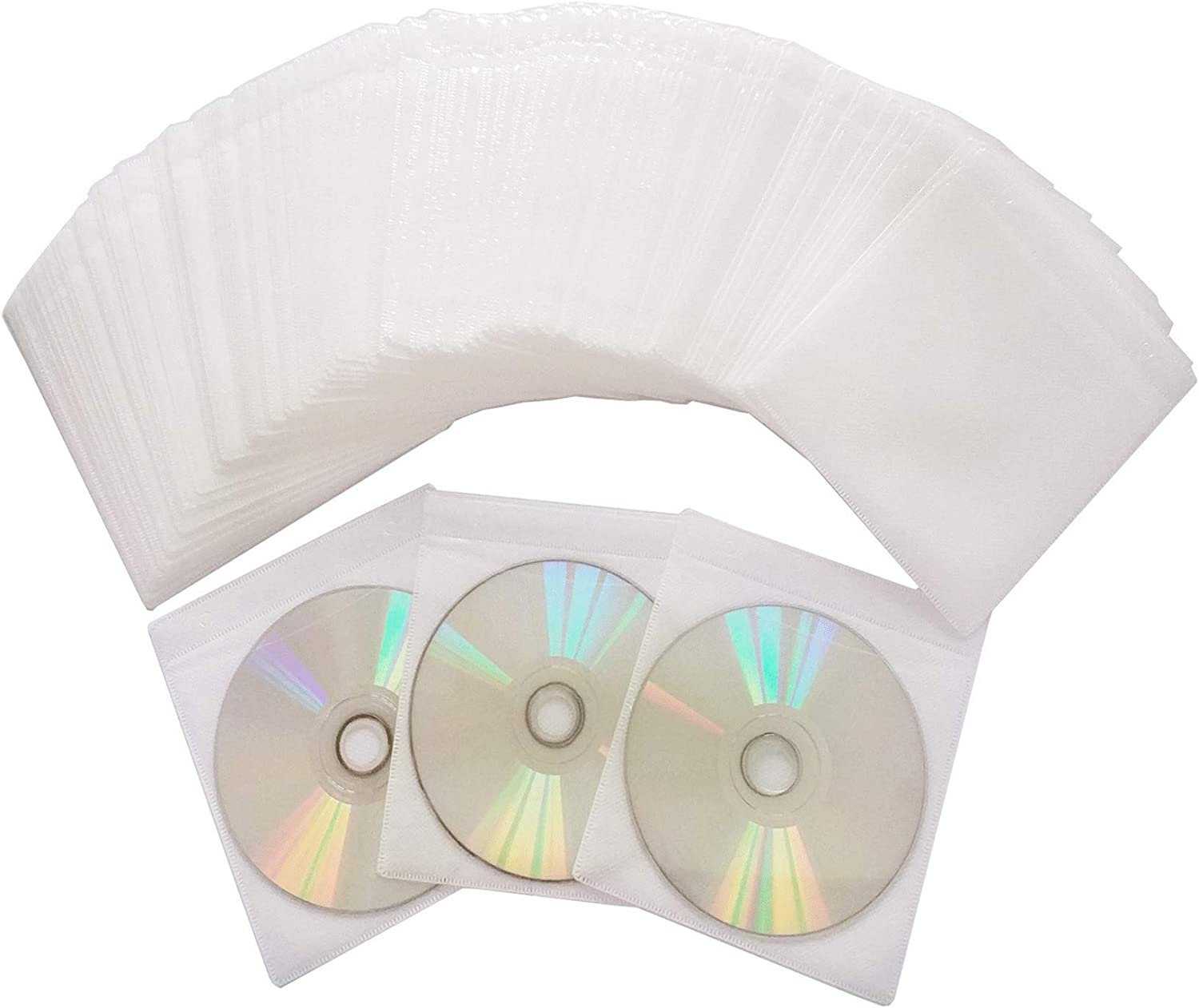 100 Pack Premium CD DVD Sleeves,Thick Non-Woven Material Double-Sided Refill ... - Picture 4 of 4