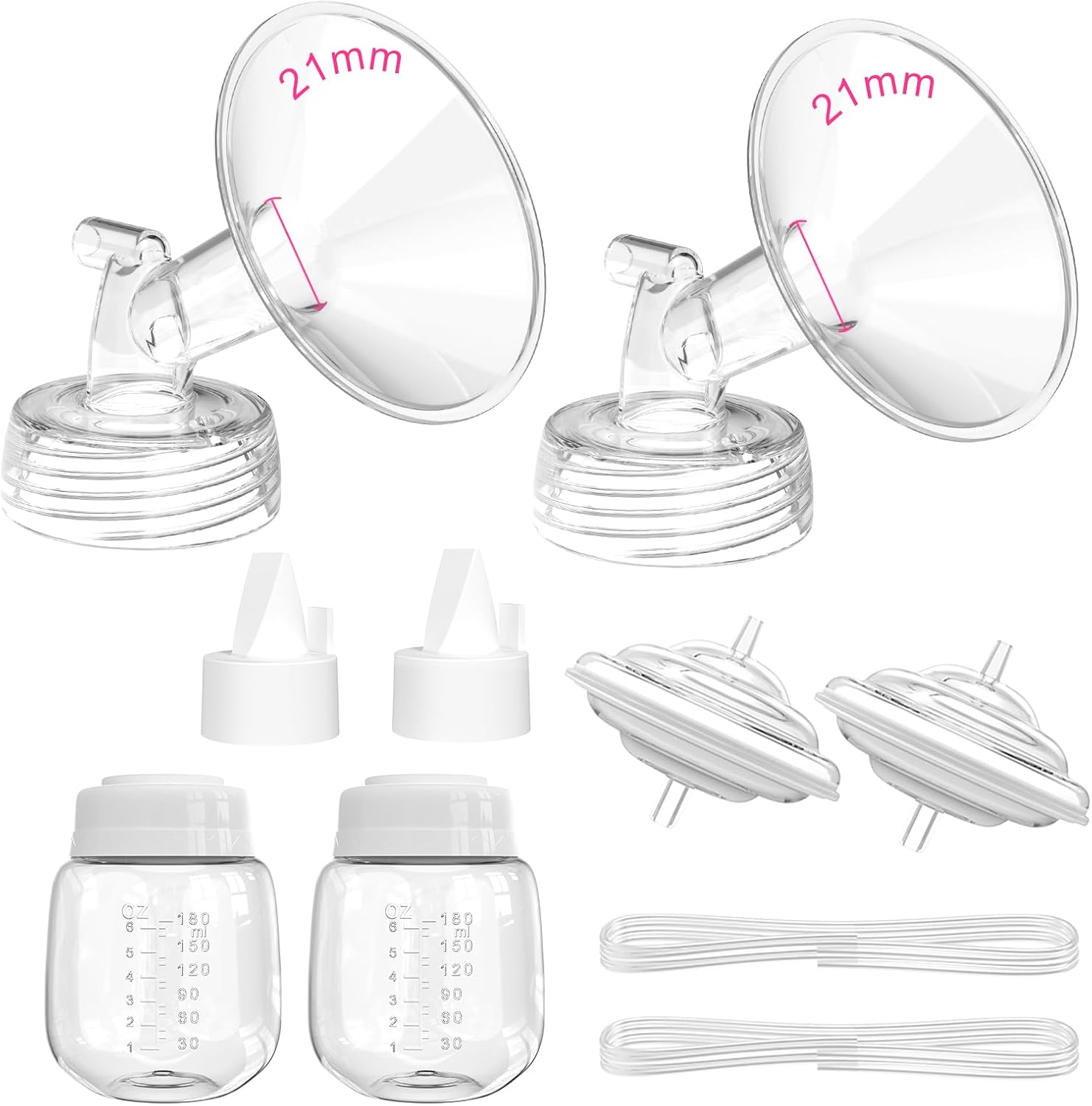 Breast Pump Parts for Spectra S1/S2/9 Plus/Synergy Gold, Not Original Accessories, 21Mm Set Spectra Replacements Pump Parts Include Flange/Duckbill Valve/Backflow Protector/Tubing/Bottles