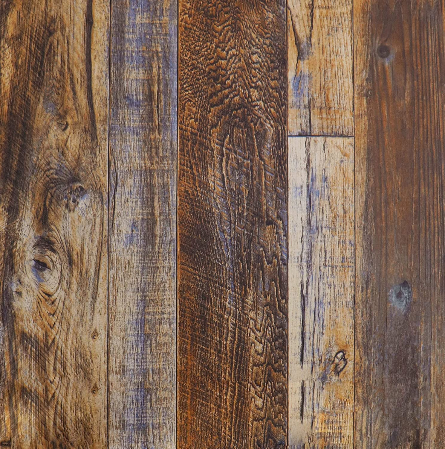 Hopeak Faux Wood Wallpaper, Peel and Stick Self-Adhesive Vinyl Decorative Wallpaper Removable 17.7 X 118 Inches,Brown