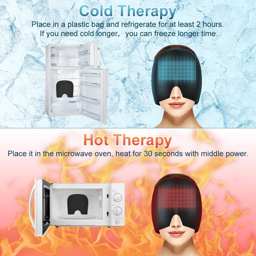Migraine Headache Relief Cap, Hot & Cold Therapy Hat, Cool Gel Head Wrap, Hea... - Picture 3 of 11