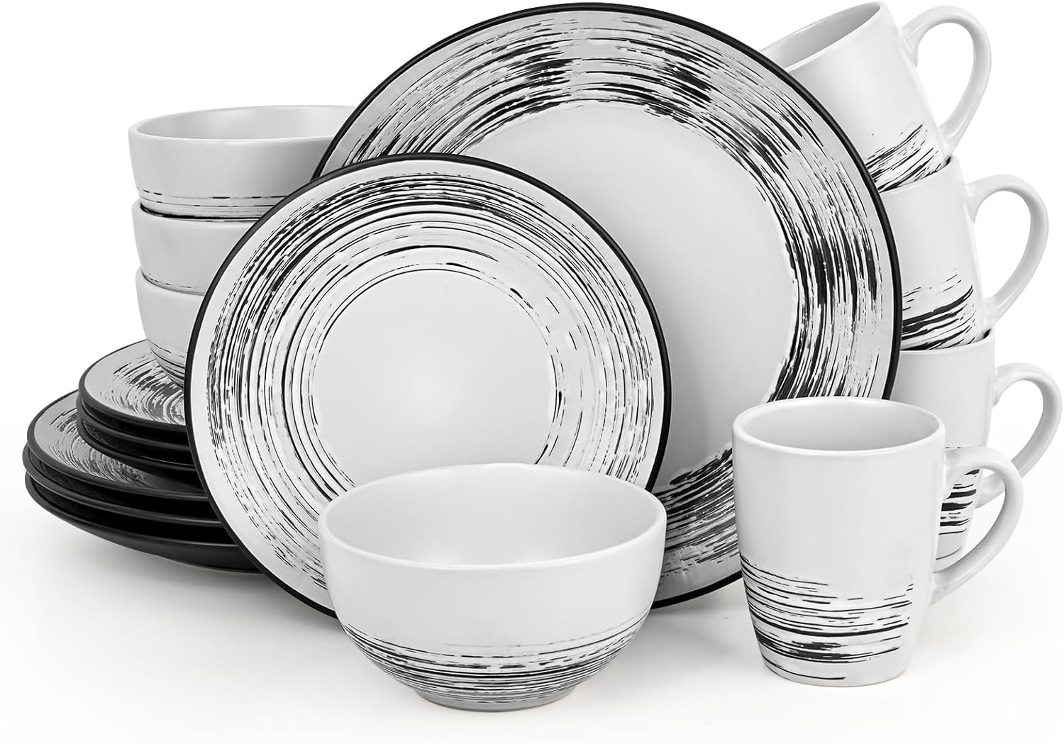 Dinnerware Sets, 16 Pieces Plates and Bowls Sets, Dishes Set for 4, Dishware Sets, Dinnerware Sets for 4