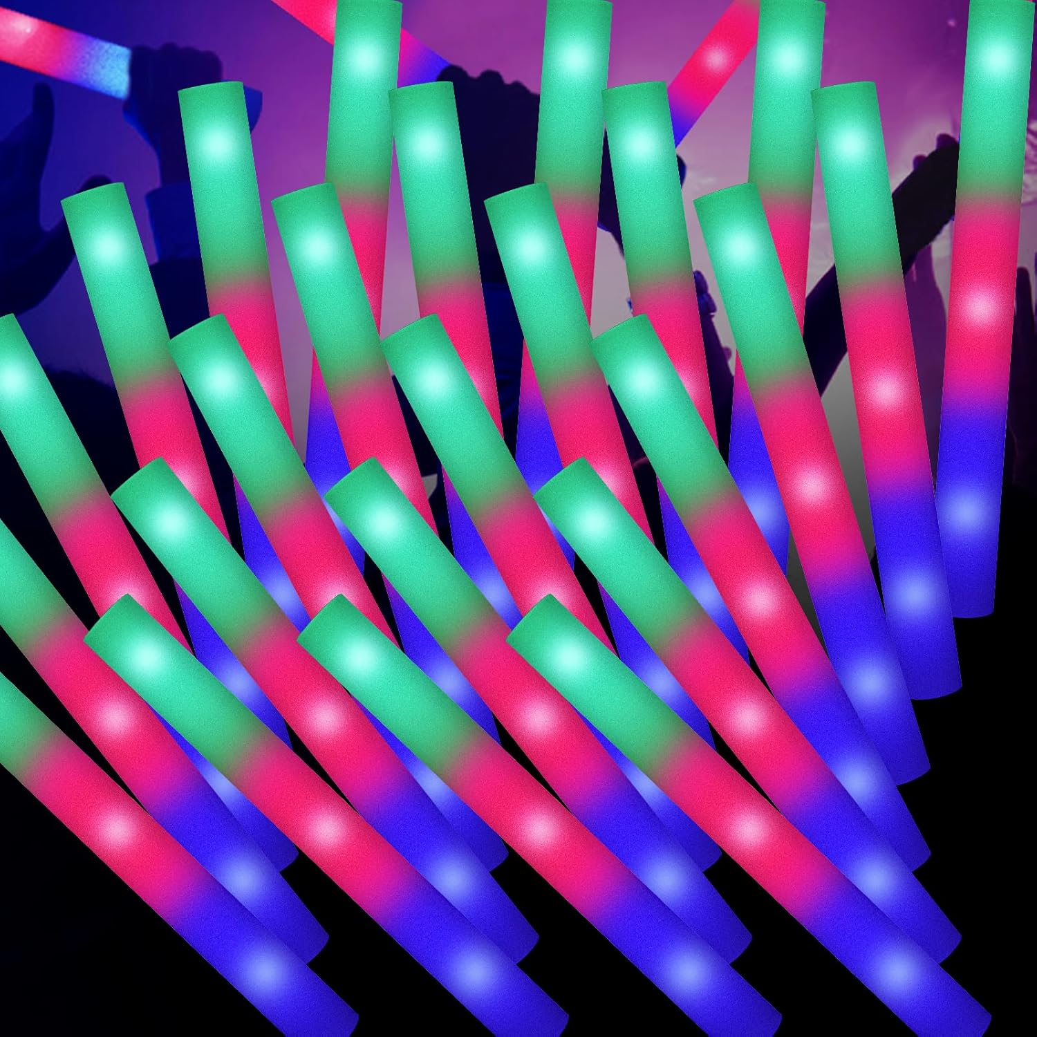 100 PCS LED Foam Sticks Bulk Foam Glow Sticks with 3 Modes Colorful Flashing