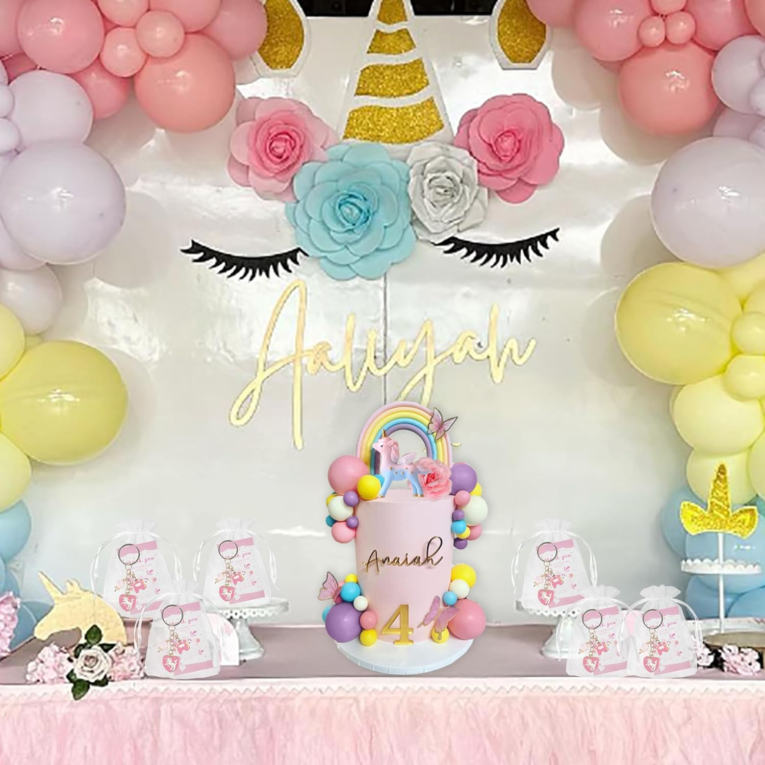 47 PCS Unicorn Cake Topper Unicorn Rainbow Cake Decorations with Rainbow Butt... - Picture 8 of 16