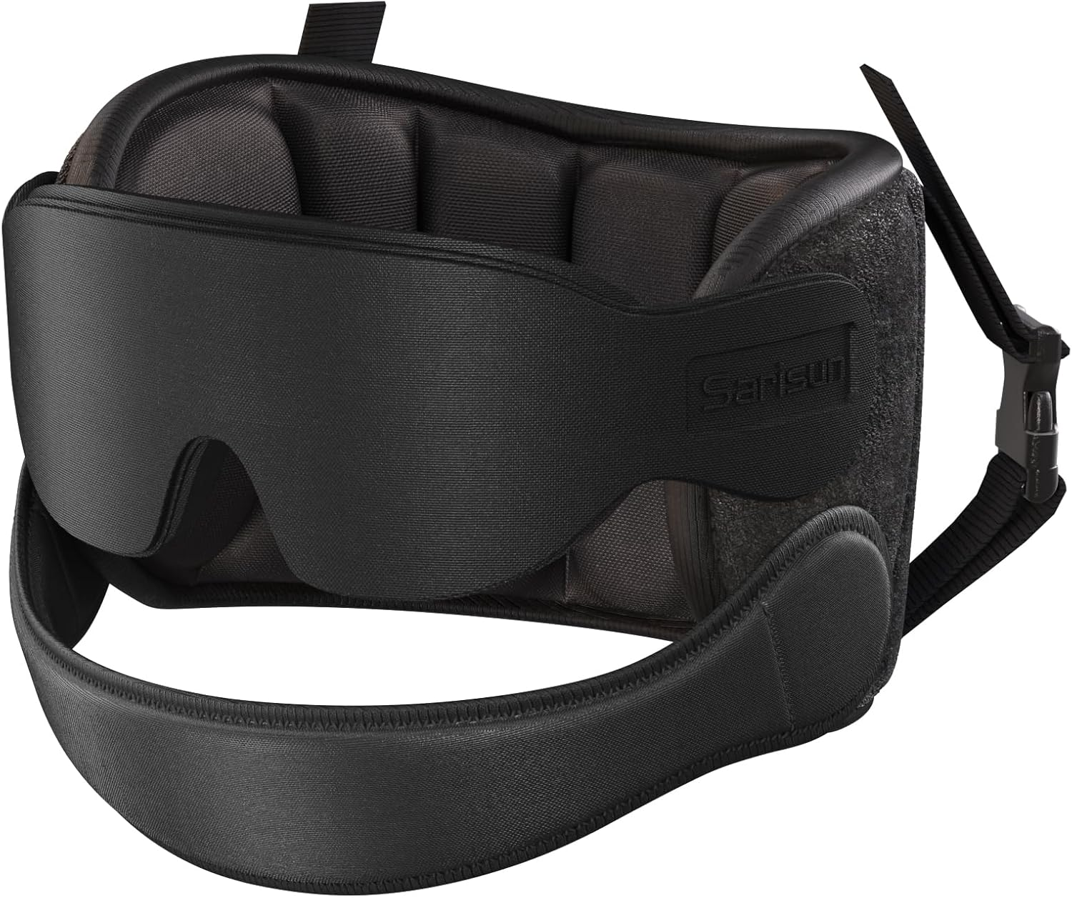 Airplane Pillow Combo with Chin Strap, Travel Pillows for Airplanes with Sleep Eye Mask, Plane Pillow for Long Flights, Car Road Trip, 360° Headrest, Stop Bobblehead, FSA HSA Eligible, Black