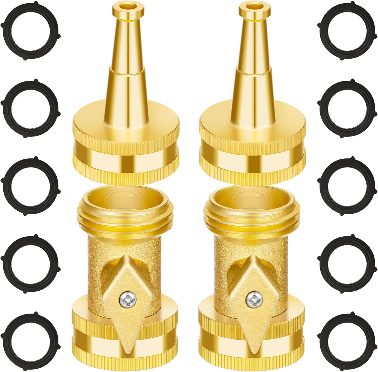 Brass Hose Nozzle - High Pressure Jet Nozzle 4 Count (2 Set), Heavy Duty Water H