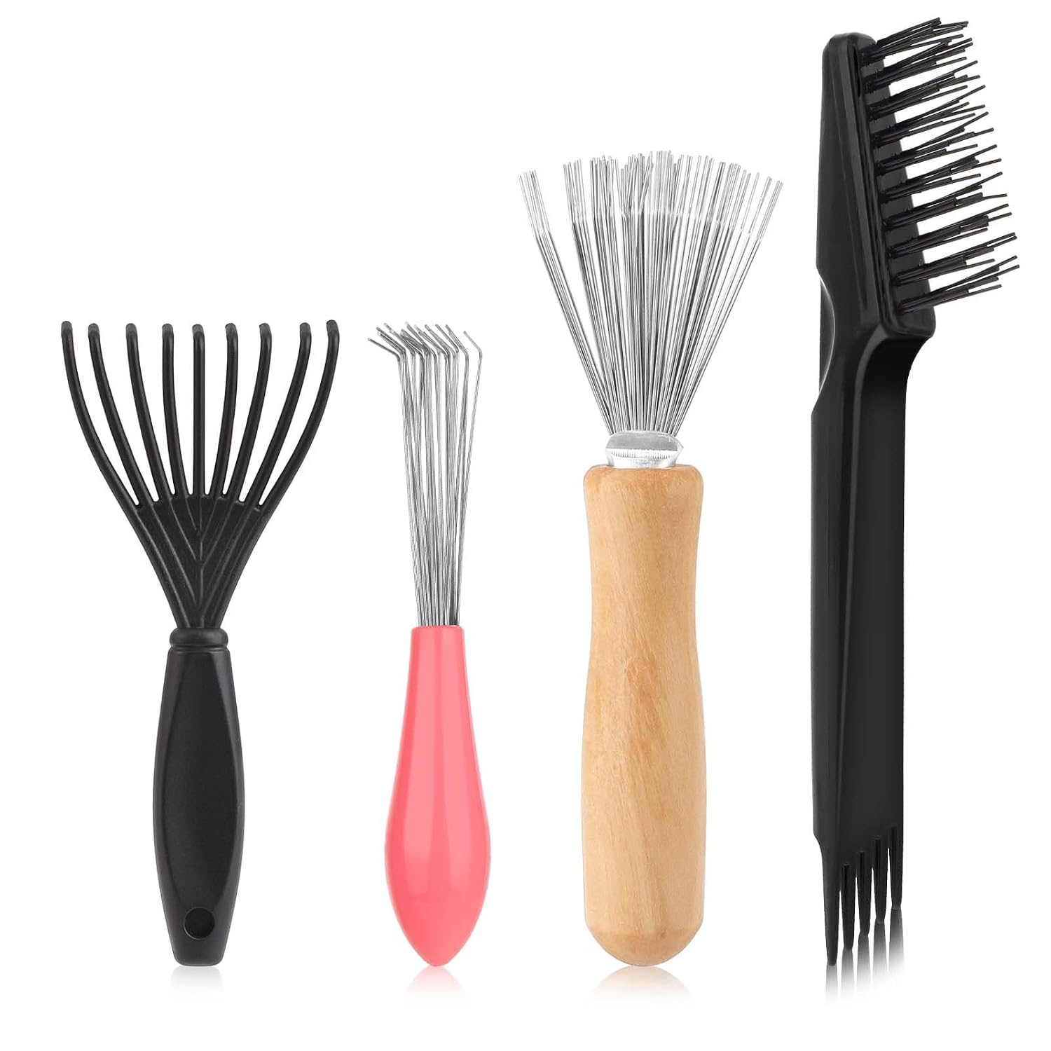 Set De 4 Herramientas Limpiadoras De Cepillo De Pelo Y Peines Limpieza Salon