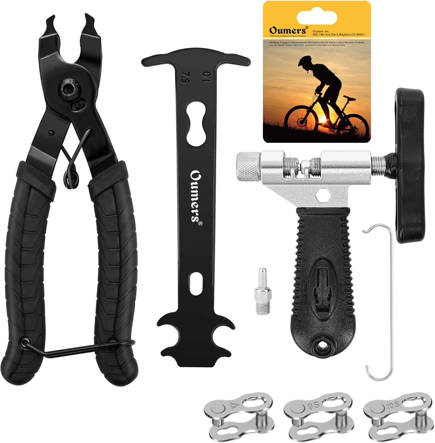 Bike Link Plier+Chain Breaker Splitter Tool+Chain Checker, Chain Missing Link Opener Closer Plier Chain Cutter Connector Wear Indicator Tool