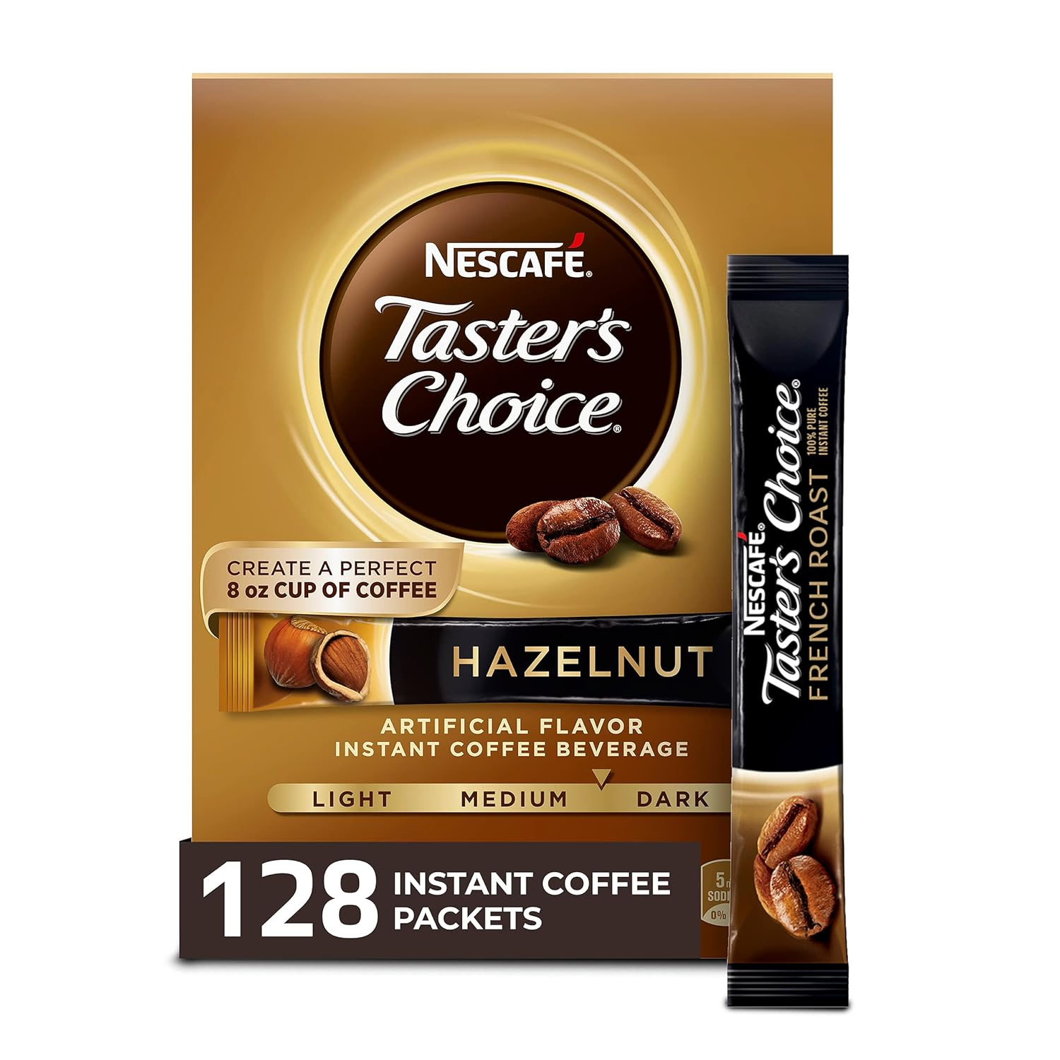 Nescafe Taster'S Choice Instant Coffee Beverage, Hazelnut, 16 Count (Pack of 8)