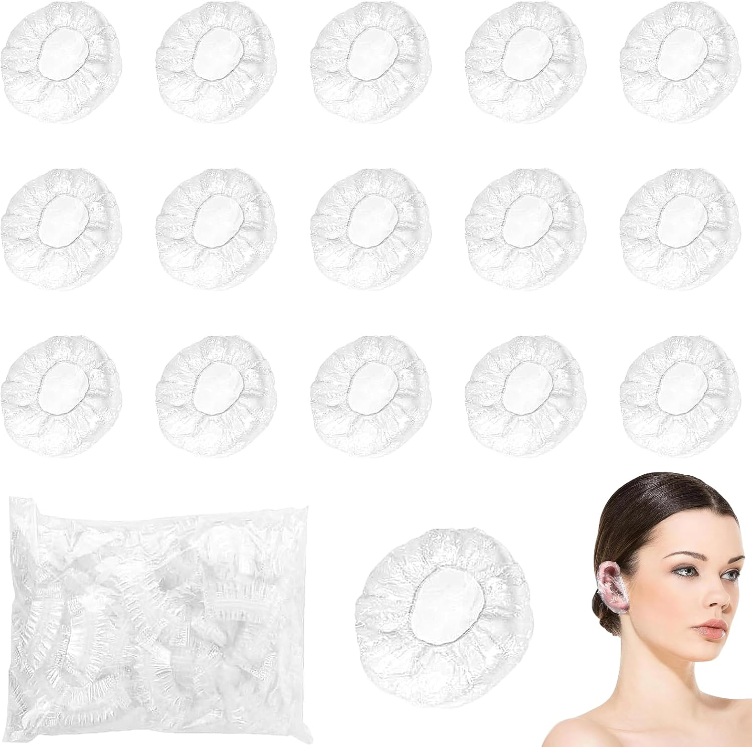 100 Stück Transparente Ohrenschützer, Dusche Ohr Abdeckung, Kunststoff Ohrenschutz Wasser, Für Haarfärbemittel, Dusche, Baden, Zuhause Und Haar-Salon.