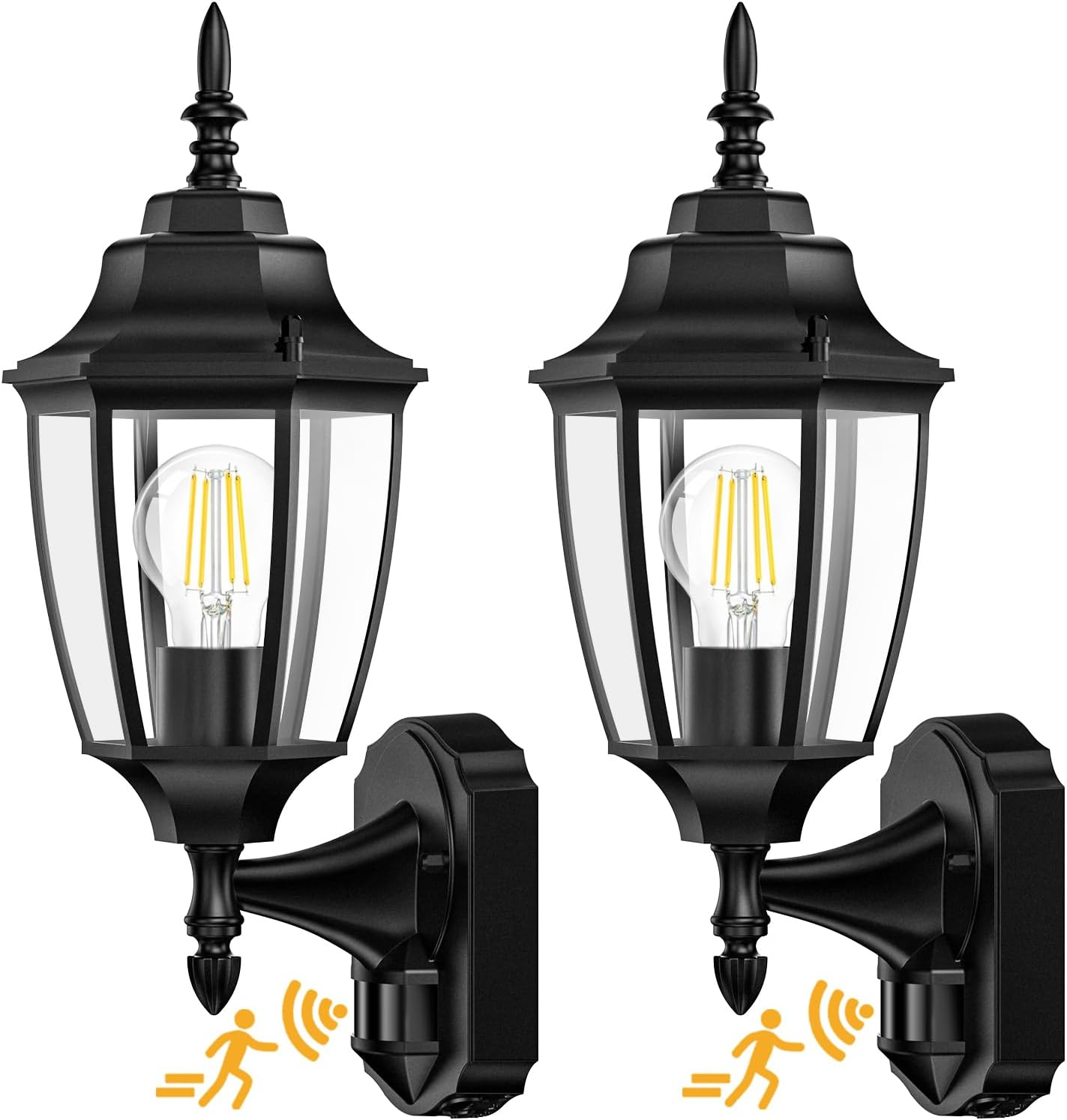 Outdoor Wall Sconce, 2 Pack Dusk to Dawn Motion Sensor Light Fixtures, Exterior Aluminum Waterproof Porch Lights for Patio Front Door Garage