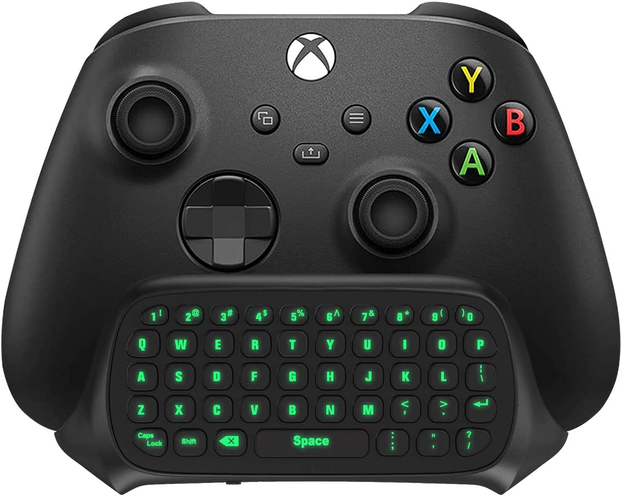 Green Backlight Keyboard for Xbox One, Xbox Series X/S,Wireless Chatpad Message Keypad with Headset & Audio Jack,Mini Game Keyboard Fit Xbox One/One S/One Elite/2, 2.4G Receiver Included, Black