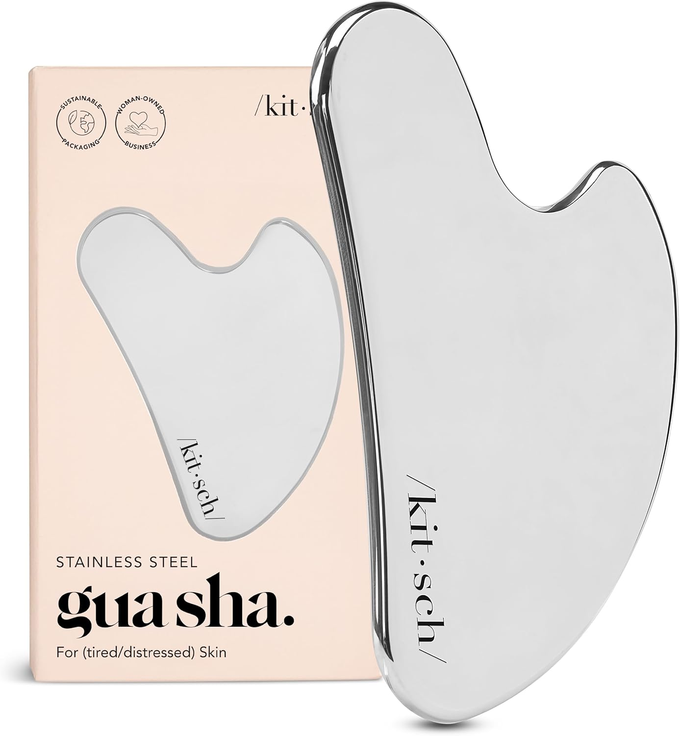 Stainless Steel Gua Sha Facial Tools - Guasha Tool for Face, Face Sculpting Tool, Neck Massager, Double Chin Reducer Gua Sha Tools, Lymphatic Drainage Massager, Facial Skin Care - Silver
