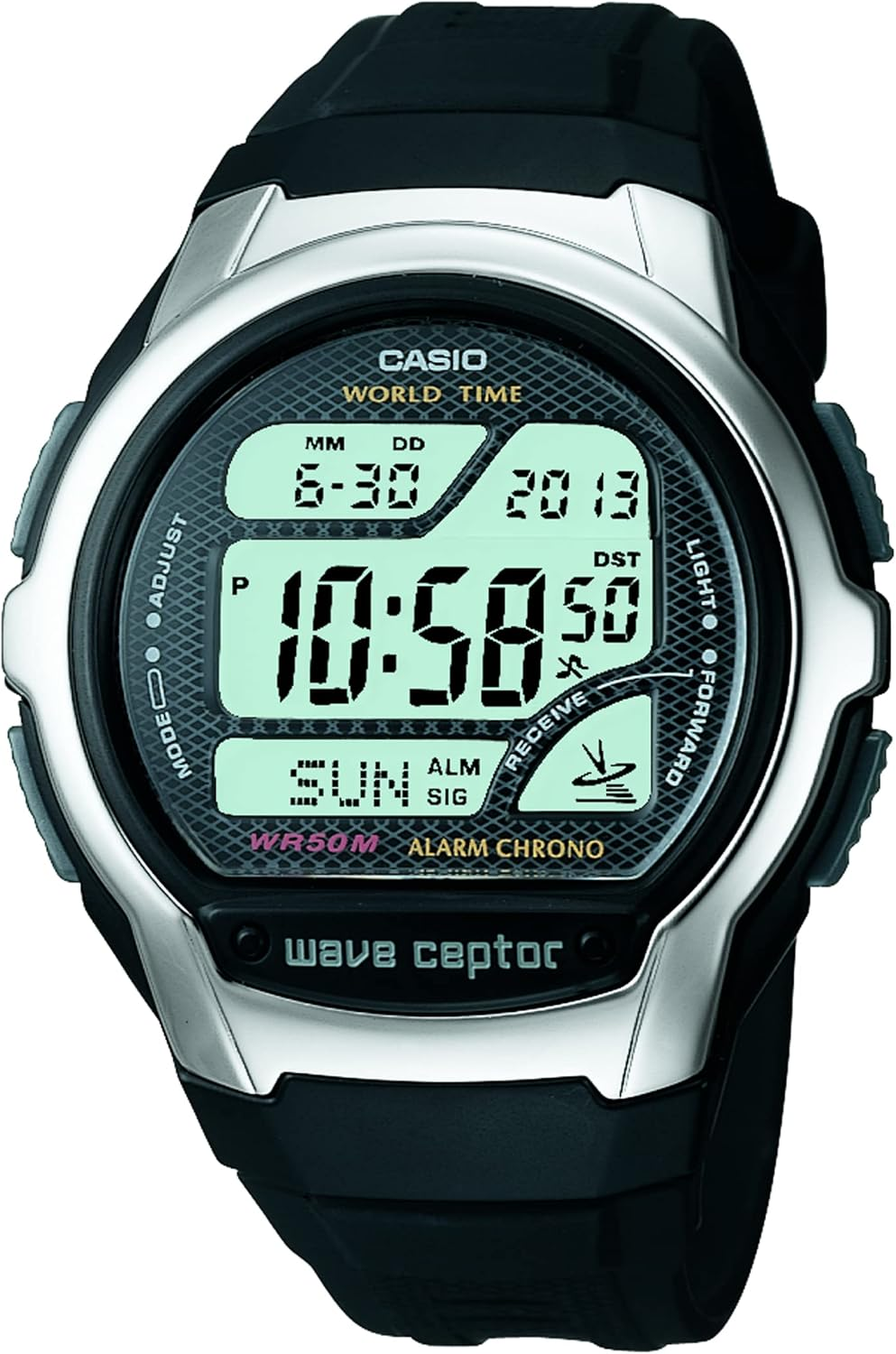 Men'S WV58A-1AVCR Waveceptor Black Resin Band Digital Watch