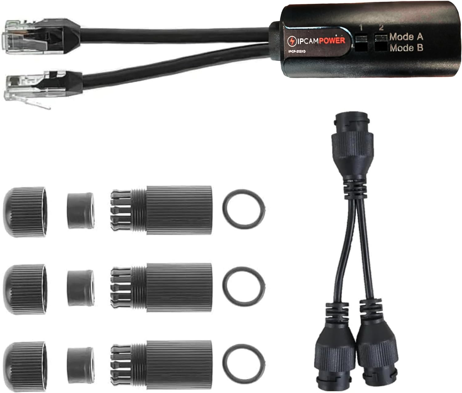 POE Combiner Splitter Adapter, Run 2 IP Cameras on 1 Cable, Works on All POE Switches, POE NVR and POE Cameras, Mode a and B POE Compatible