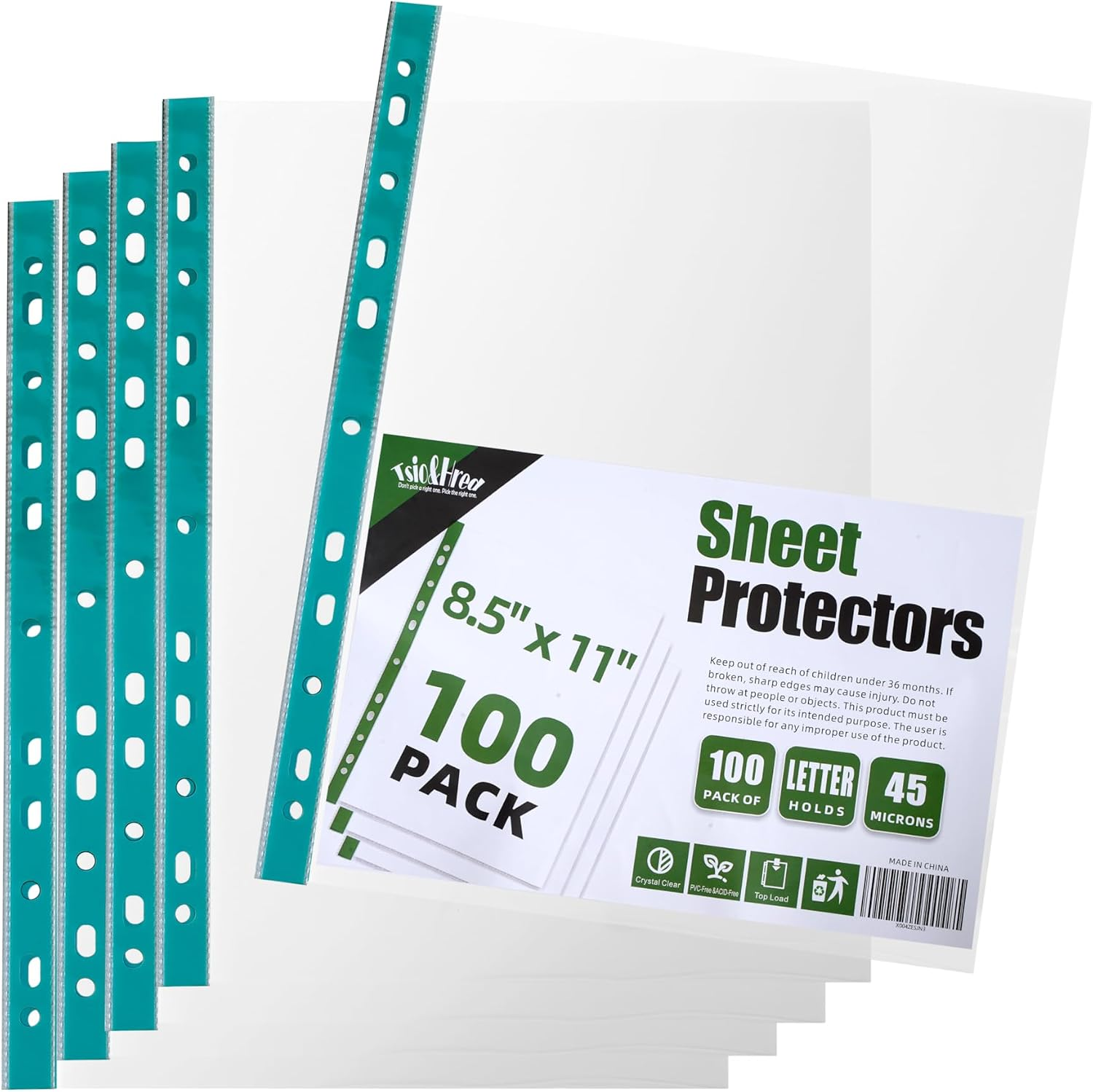 juego de 100 protectores de hojas transparentes para carpetas plastico tamano