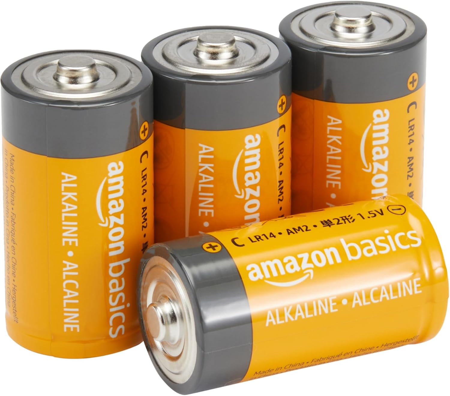 C Cell Alkaline All-Purpose Batteries, 1.5 Volt, 5-Year Shelf Life, Reliable Power for Toys, Clocks, Flashlights, 4-Pack