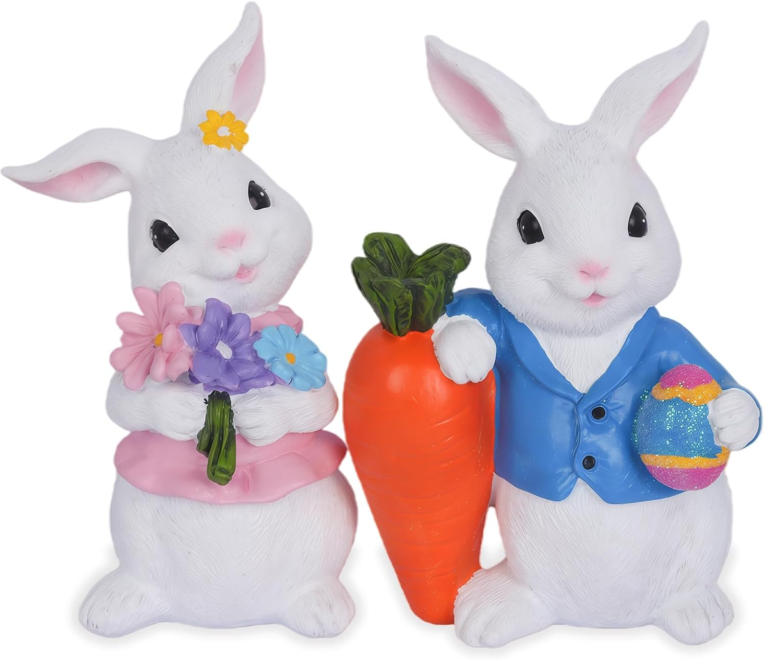 Easter Decorations 2 PCS Spring Decor Easter Bunny Easter Decor Home Rabbit Mantle Easter Basket Stuffers Essentials Carrot Eggs Flower Centerpiece Figurines Gifts