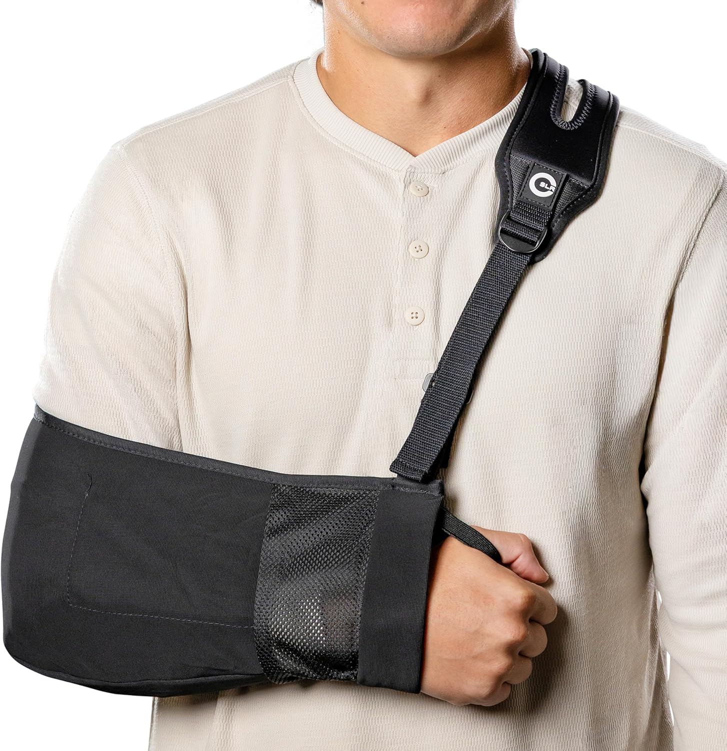 Healjoy Pro Arm Sling with Split-Strap Support – Ergonomic Shoulder & Arm Brace, Lightweight Breathable Mesh, Adjustable Left or Right, Pain-Relief Comfort for Men & Women