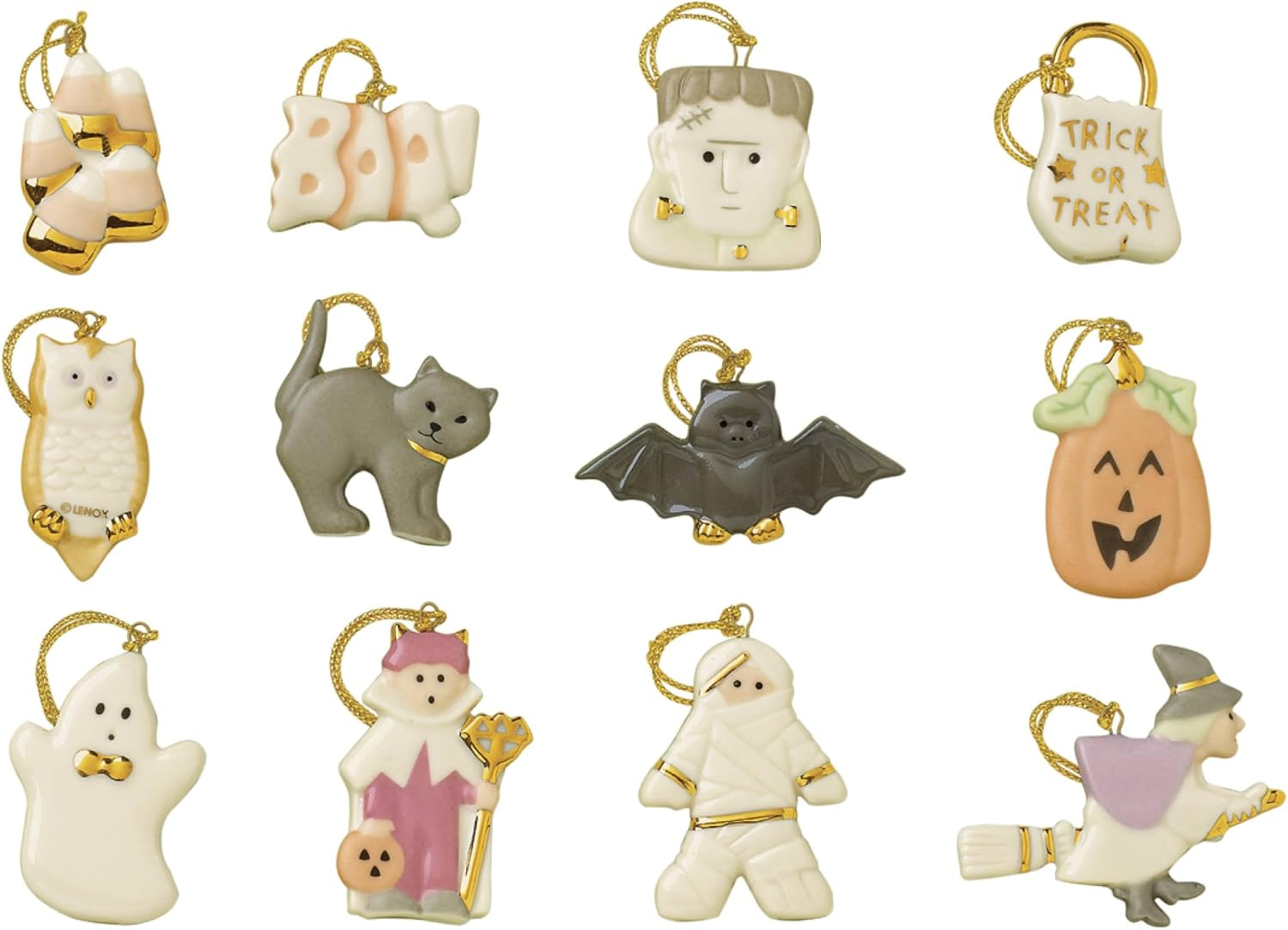 Lenox Trick or Treat 12-Piece Porcelain Halloween Hanging Ornament Set