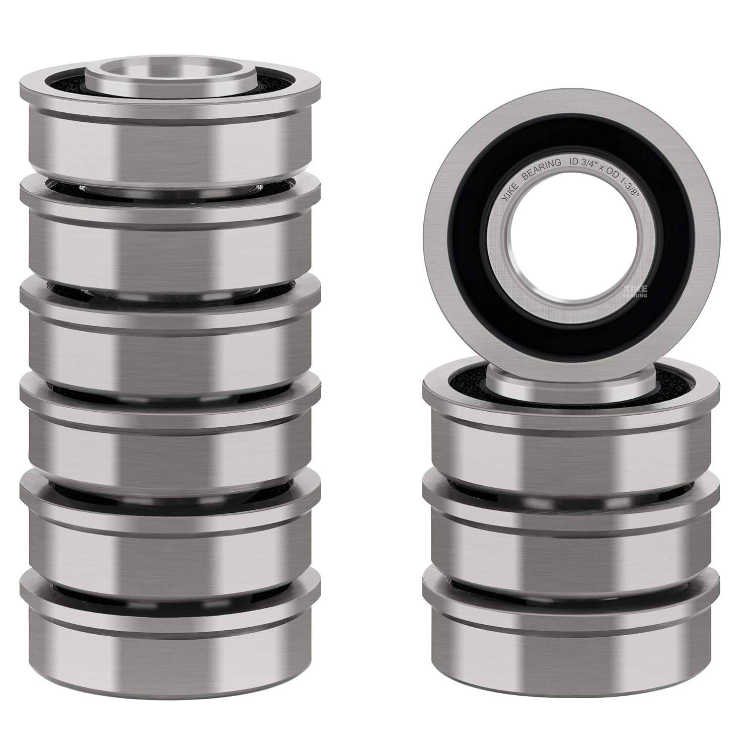 Xike 10 Pcs Flanged Ball Bearings ID 3/4
