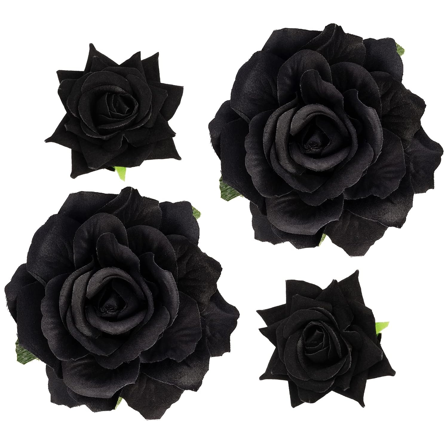 Rose Hair Clip Flower Hairpin Brooch, 4 Pcs Fabric Floral Clips Mexican Hair Flowers Pin up Headpieces for Woman Girl Wedding Party Mother's Day (Black)