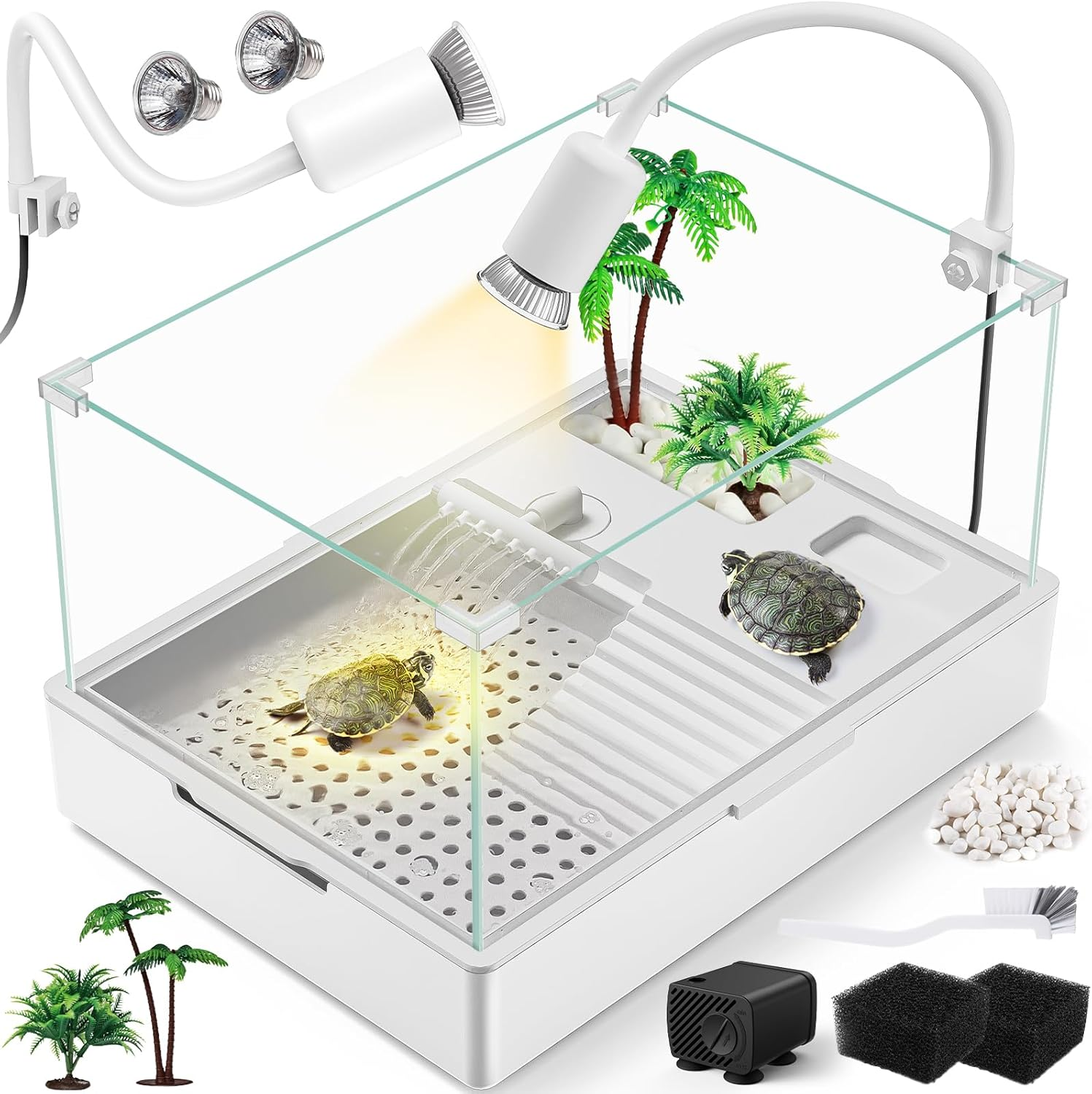 Turtle Tank Kit Tank, Light, Water Pump Acrylic Turtle Tank Starter Sets 