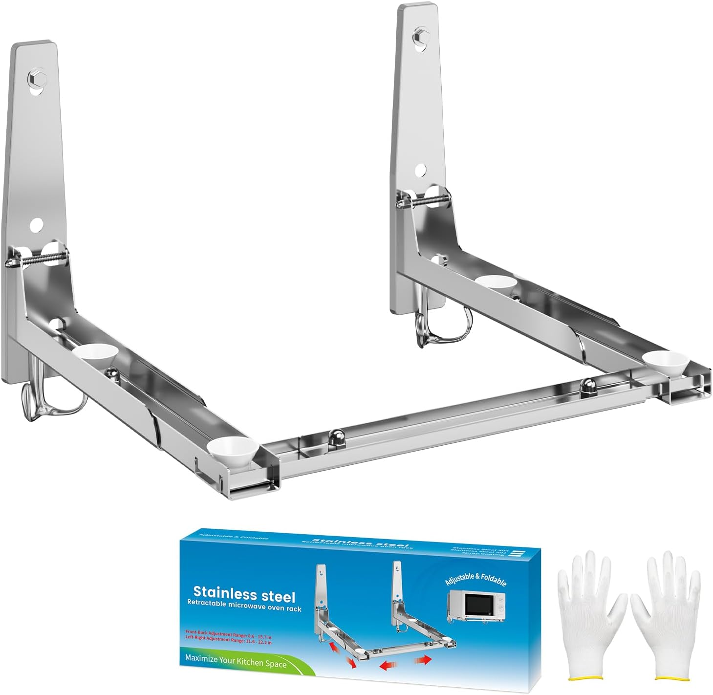 Universal Stainless Steel Microwave Oven Wall Mount Bracket with Removable Hook