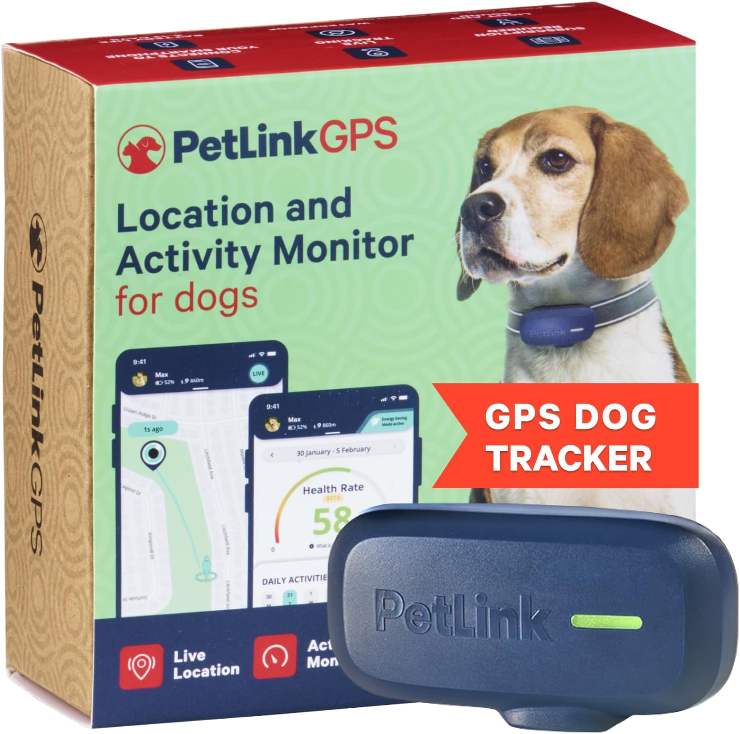 GPS Dog Tracker - Real-Time Pet Tracker Collar - Waterproof Dog Tracker GPS with Virtual Fence