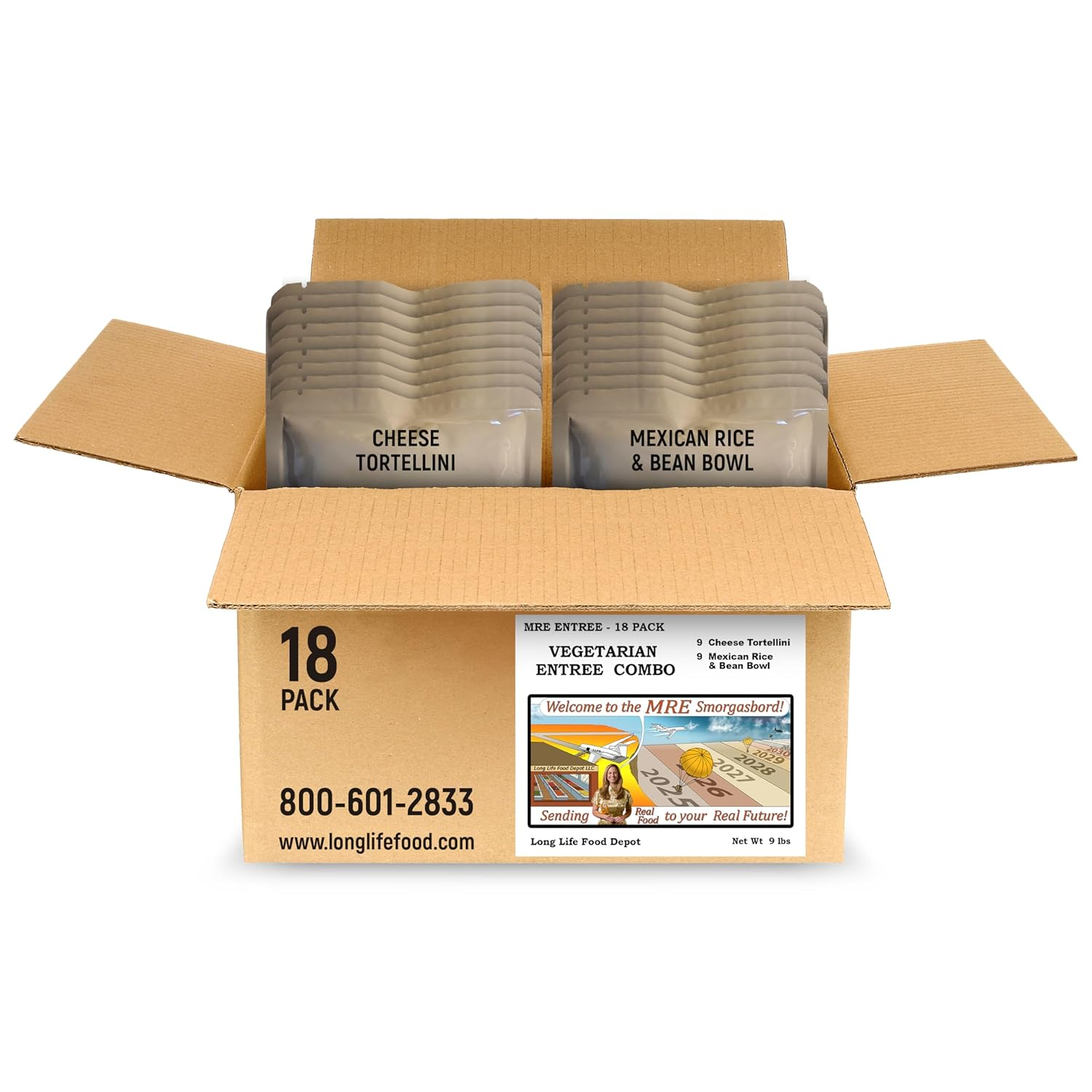 MRE Vegetarian Entree Combo – 18 Pouches, 4.5+ Year Shelf Life, Ready-to-Eat