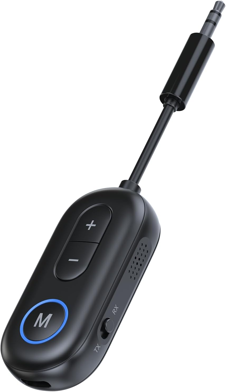 Bluetooth Adapter for Airplane Headphones,  Bluetooth Transmitter Receiver, Wireless Audio Transmitter for TV/PC, AUX Car Adapter for Handsfree Call Music, Music Audio Receiver for Home Stereo