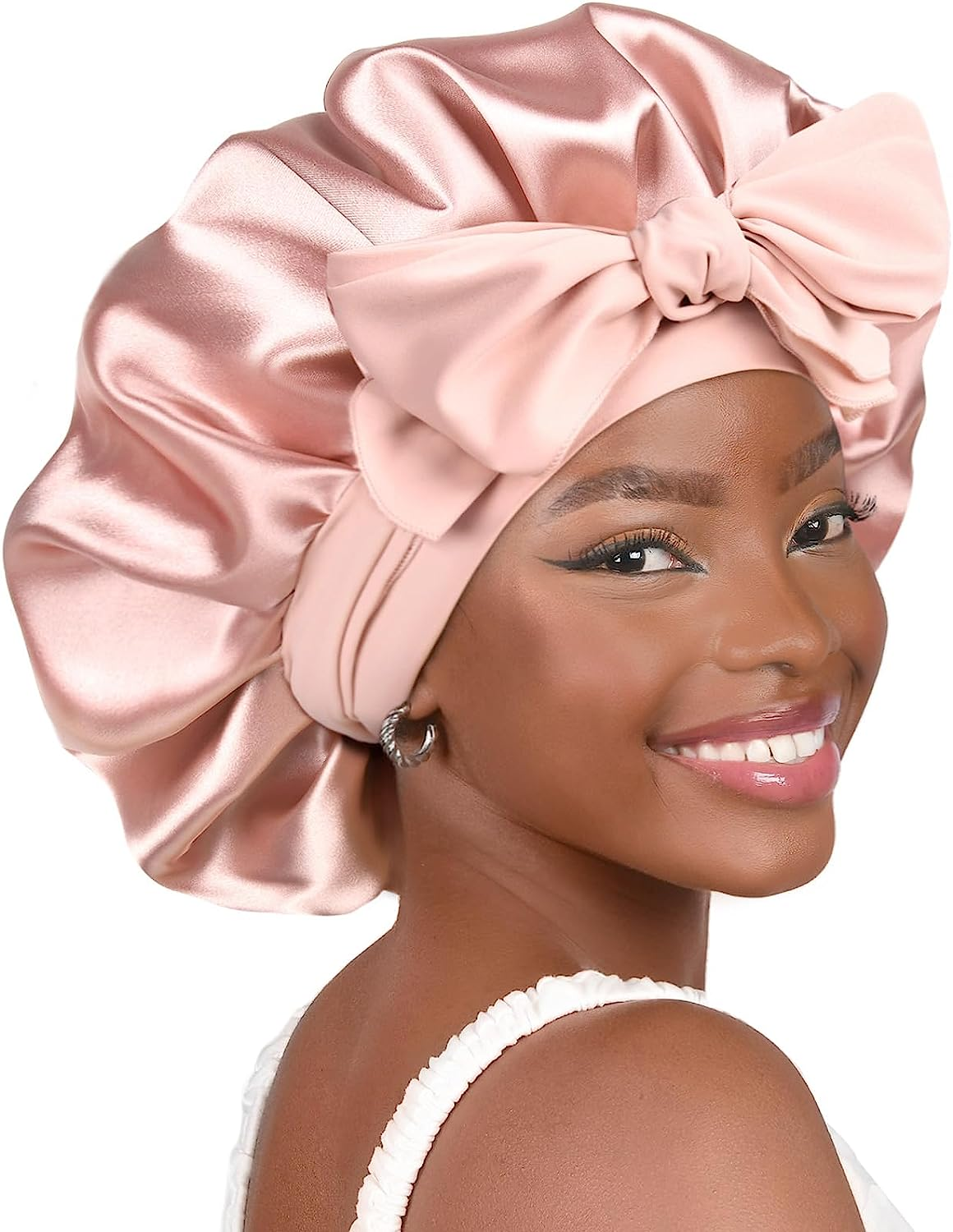 Silk Satin Bonnet for Sleeping – Double Layer Hair Bonnet with Tie