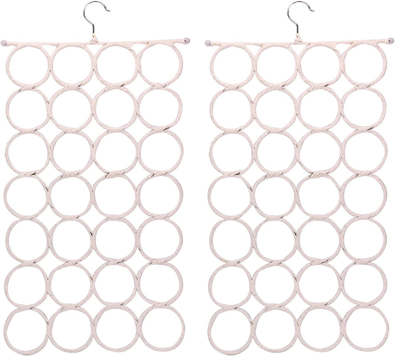 Pack of 2 Scarf Hanger Holder Organizer Space Saver for Tie, Belt, Scarves, Socks - White