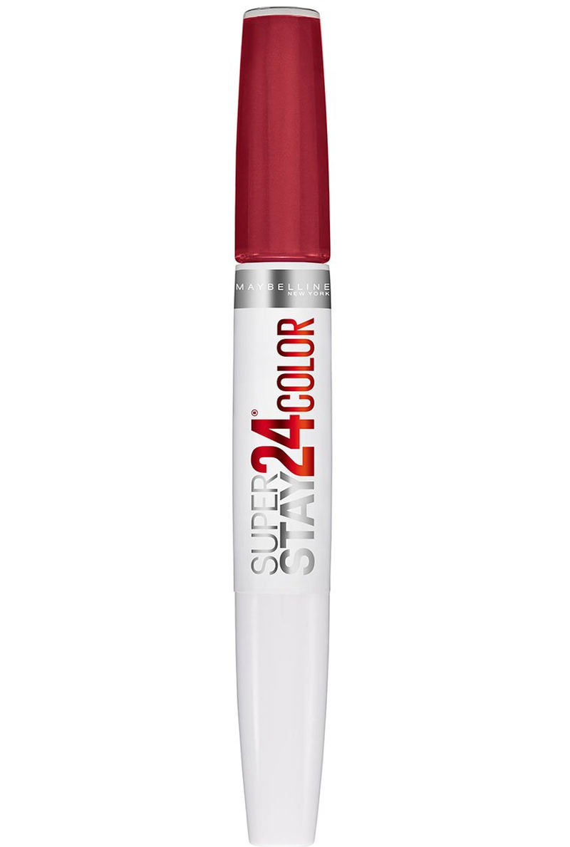 Super Stay 24, 2-Step Liquid Lipstick Makeup, Long Lasting Highly Pigmented Color with Moisturizing Balm, Keep up the Flame, Red, 1 Count