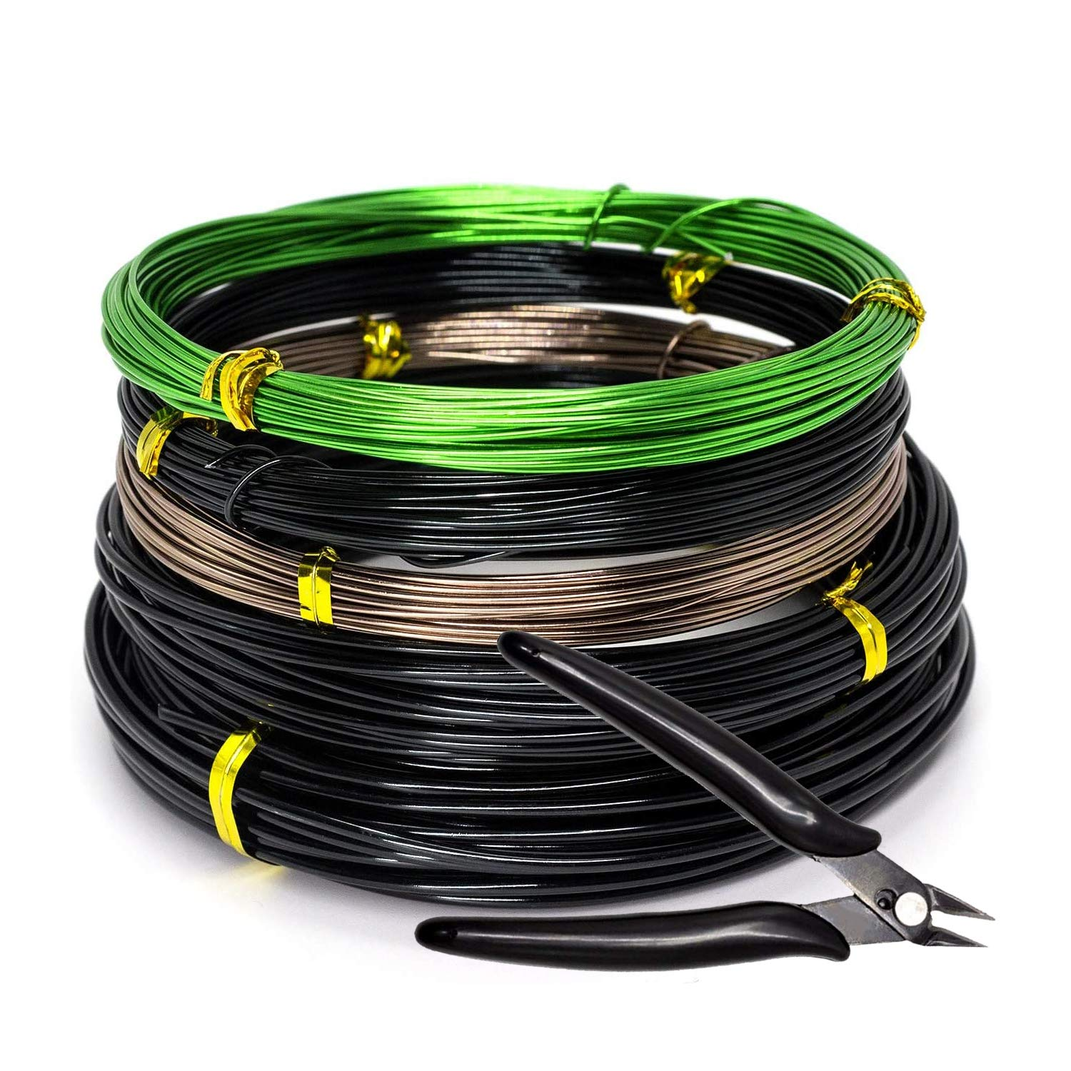 Bonsai Wire Kit - 5 Rolls, 164 Feet Total. Anodized Aluminum Training Wire, 1Mm/1.5Mm/2.0Mm, for Bonsai Trees Indoor
