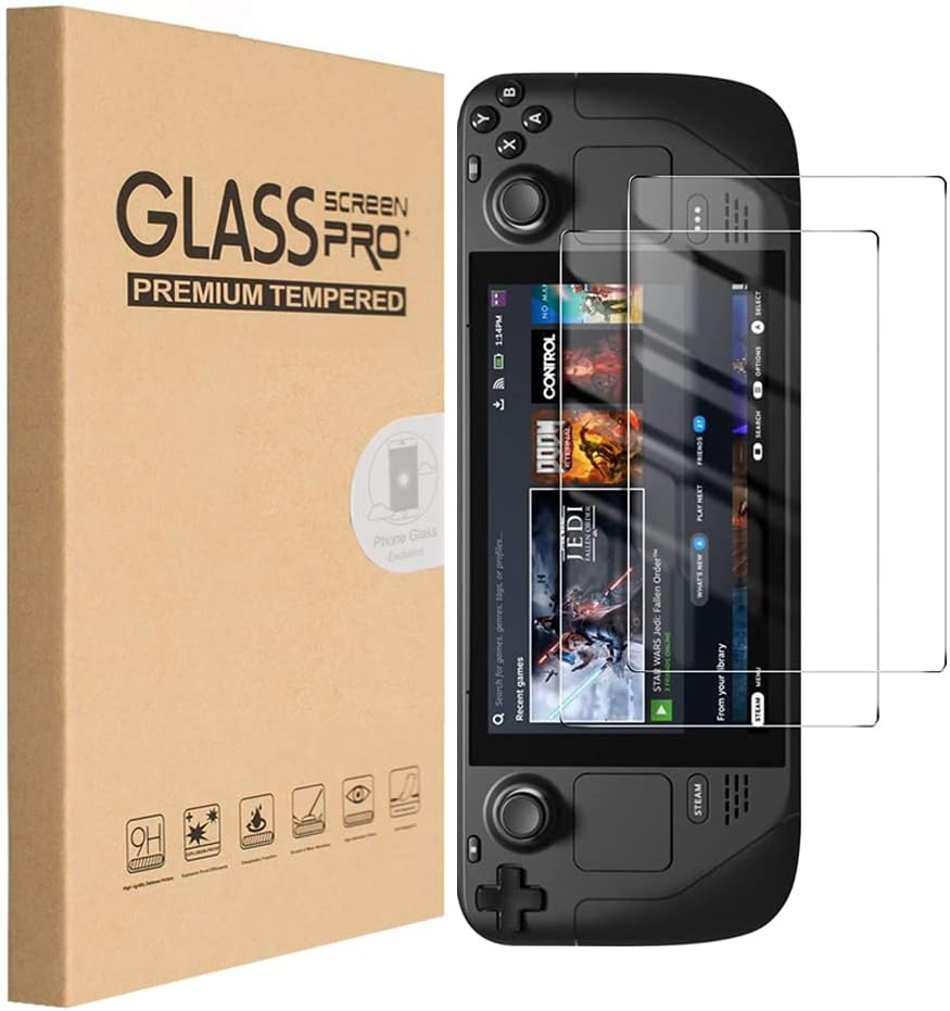 2 Pack Glass Screen Protector for Steam Deck 2022/2021/OLED 2023